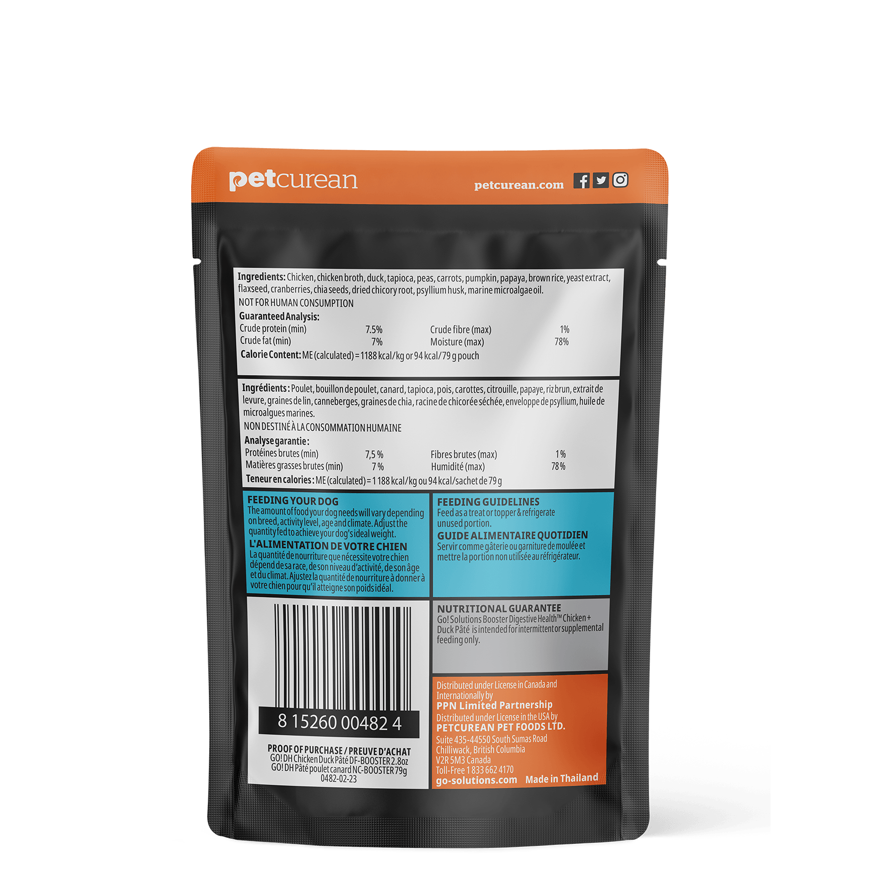 Go! Booster Digestive Health Chicken And Duck Pate Meal Topper For Dogs - 79g - Canned Dog Food - Go! - PetMax Canada