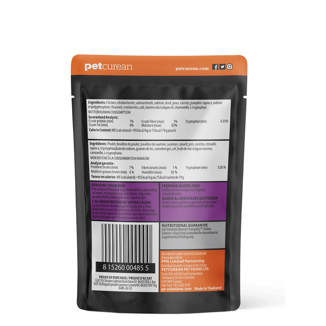 Go! Booster Tranquility Chicken, Salmon And Duck Stew Meal Topper For Dogs - 79g - Canned Dog Food - Go! - PetMax Canada