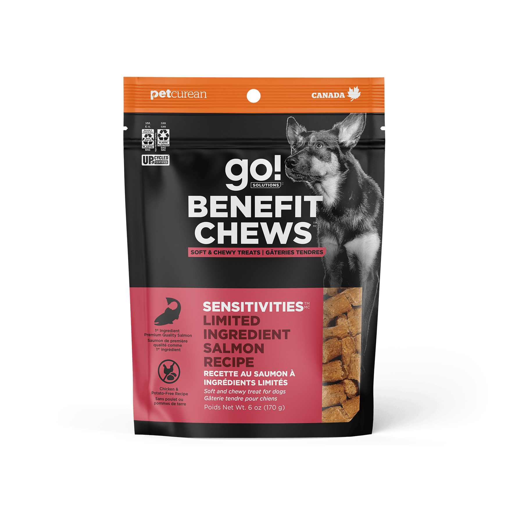 Go! Benefit Chews Sensitivities Limited Ingredient Soft and Chewy Treats Salmon Recipe For Dogs - 170g - Dog Treats - Go! - PetMax Canada