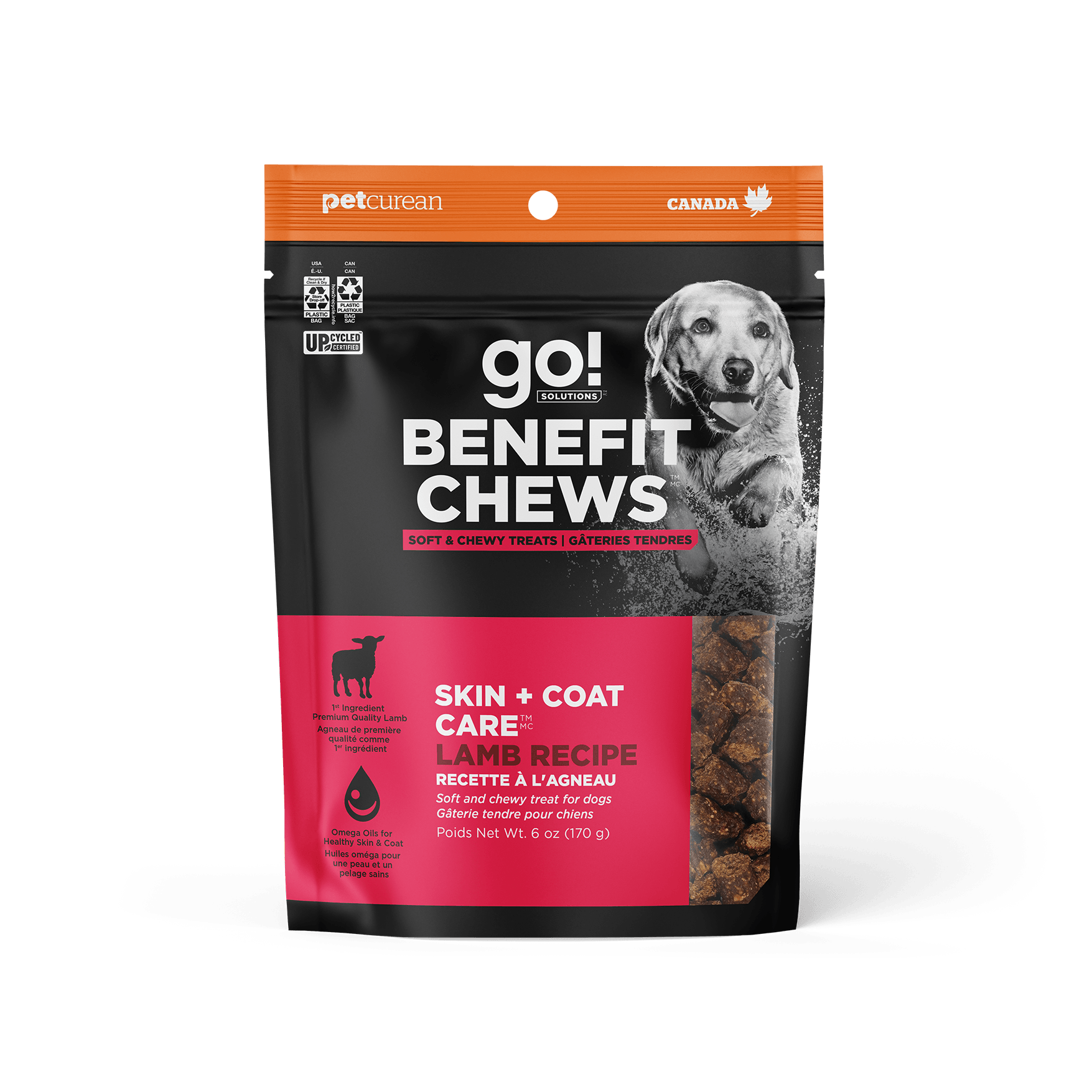 Go! Benefit Chews Skin + Coat Soft and Chewy Treats Lamb Recipe For Dogs - 170g - Dog Treats - Go! - PetMax Canada