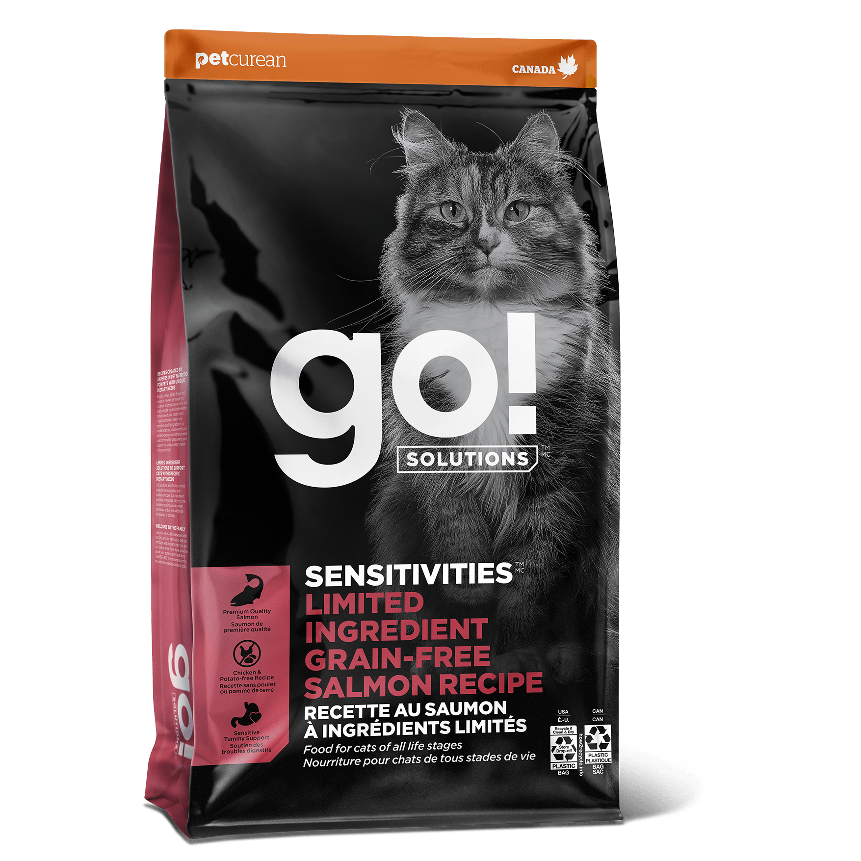 GO! SENSITIVITIES Limited Ingredient Grain Free Salmon Recipe For Cats - 1.36 Kg - Cat Food - Go! - PetMax Canada