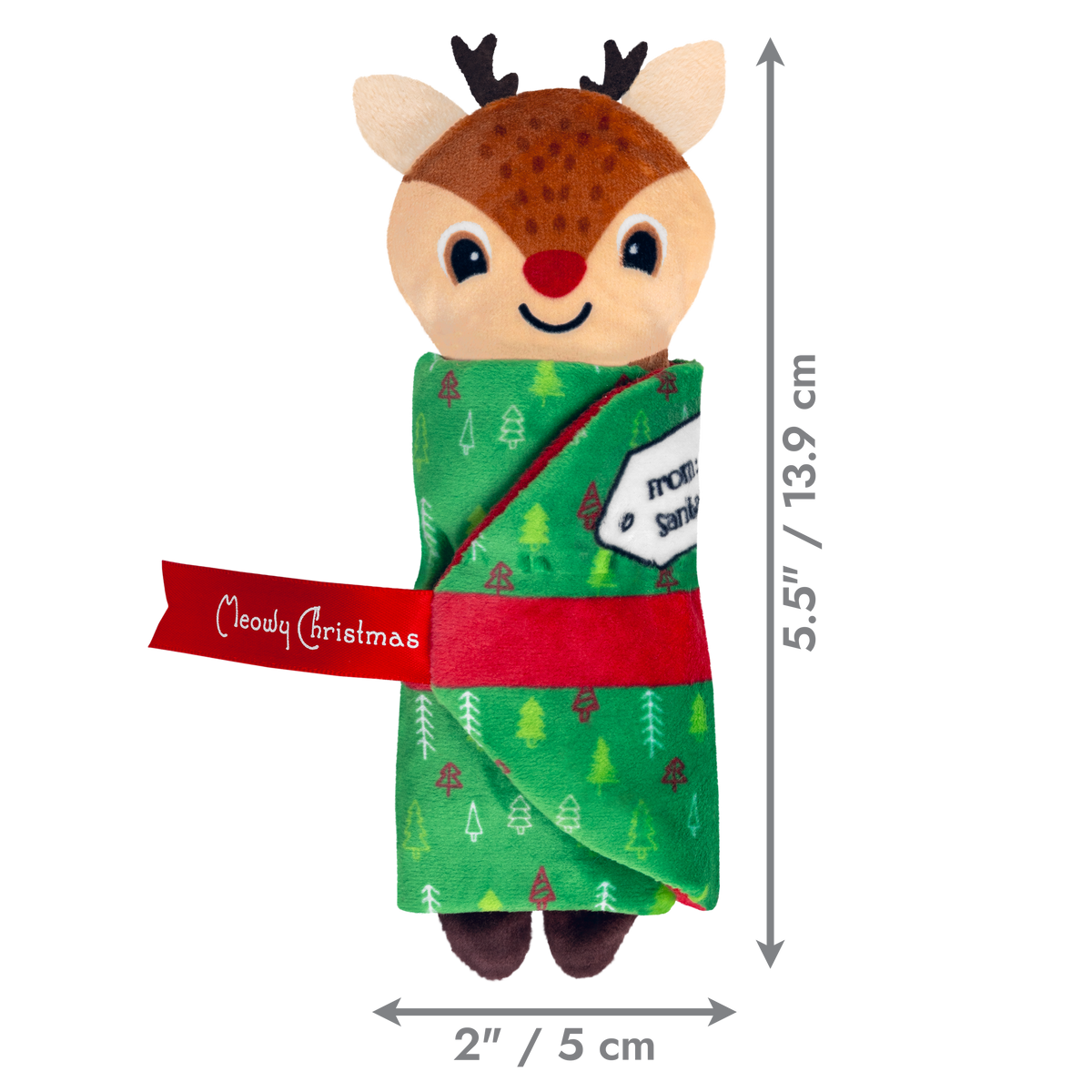 Kong Holiday Pull-A-Partz Present Cat Toy - dimensions 5.5 in x 2 in (13.9 cm x 5 cm) - Kong - PetMax Canada