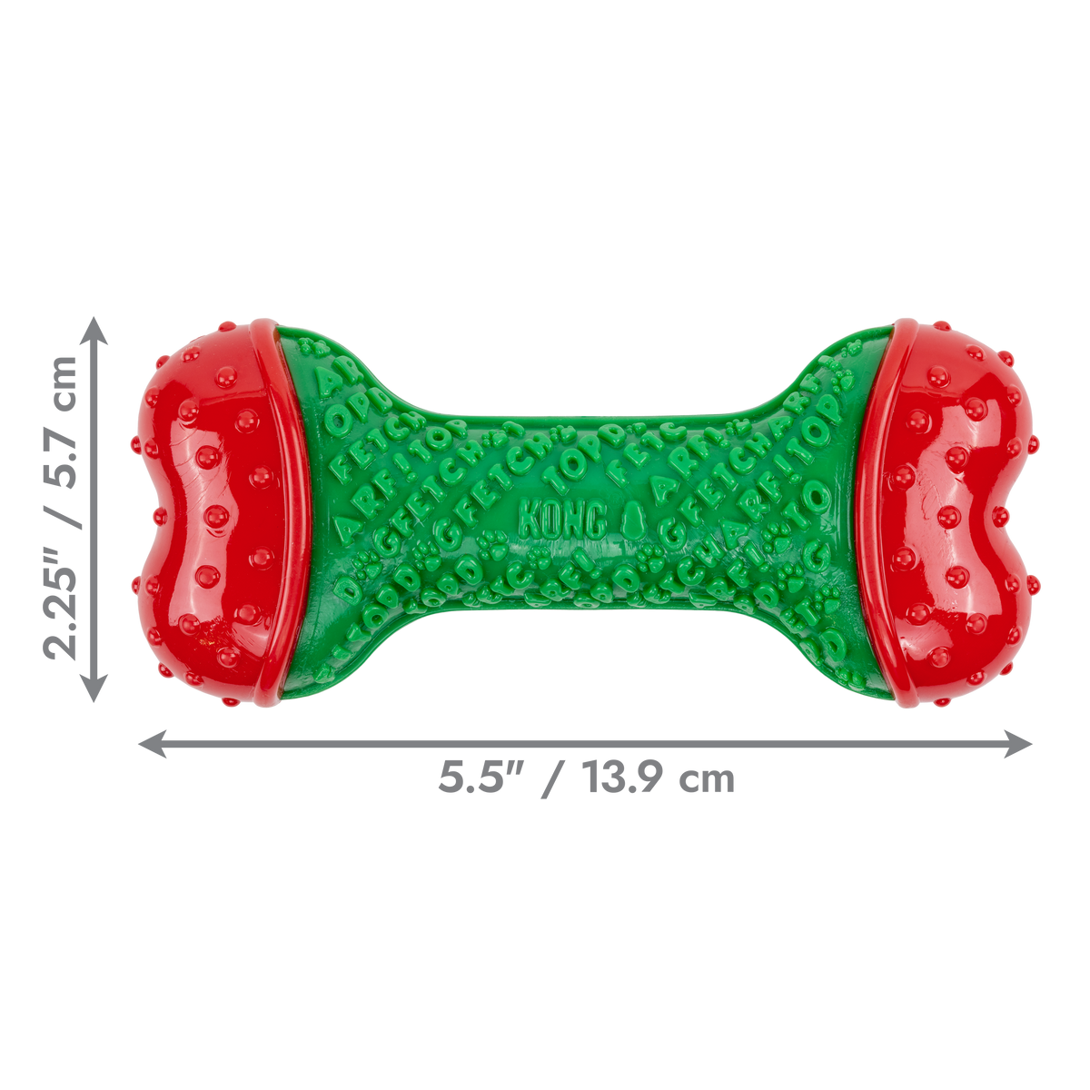 Kong Holiday Core Strength Bone Dog Toy - Green - Small/Medium dimensions 5.5 x 2.25 in - Kong - PetMax Canada