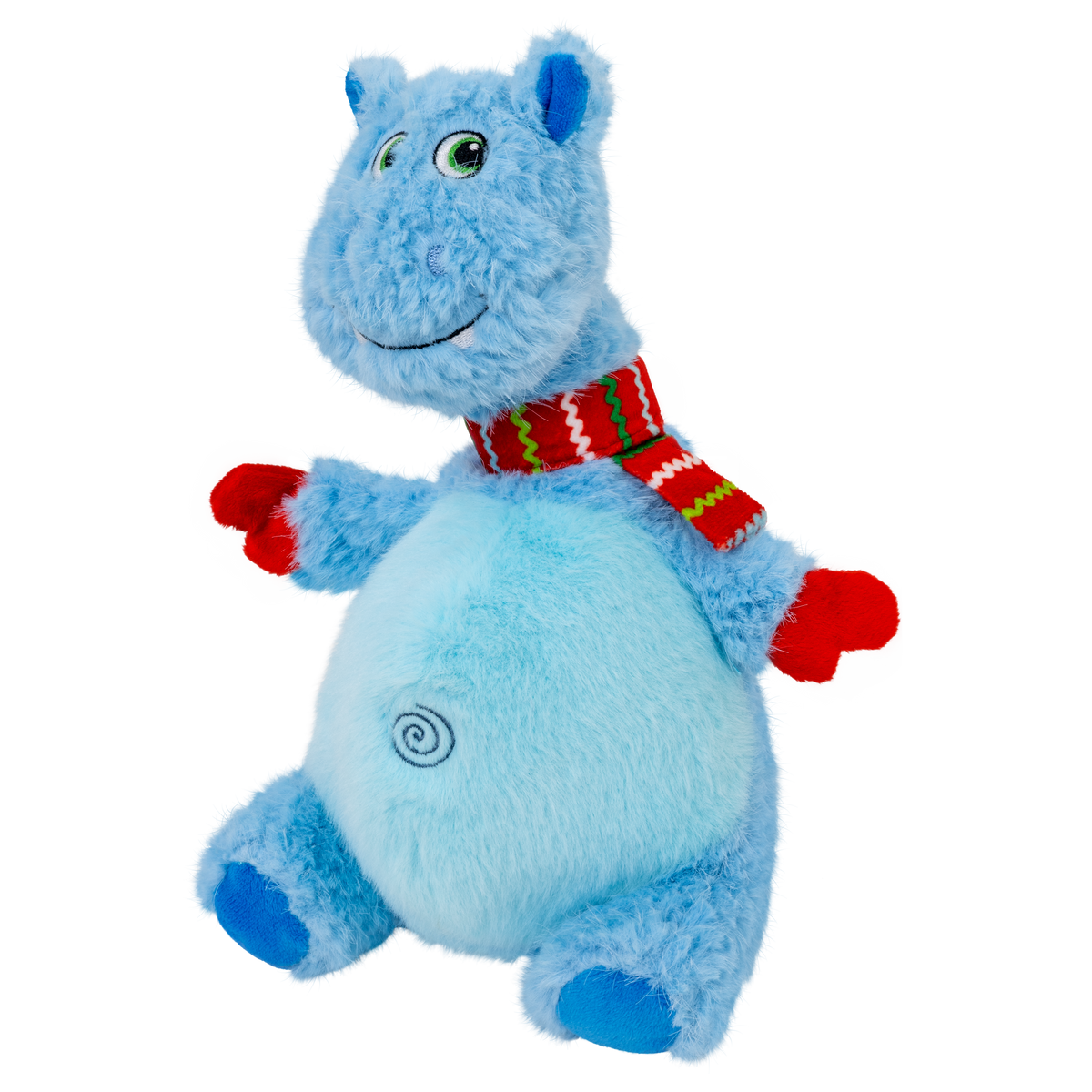 Kong Holiday Knots Belly Hippo Dog Toy - Blue - Three-quarter angle view of the plush hippo - Kong - PetMax Canada