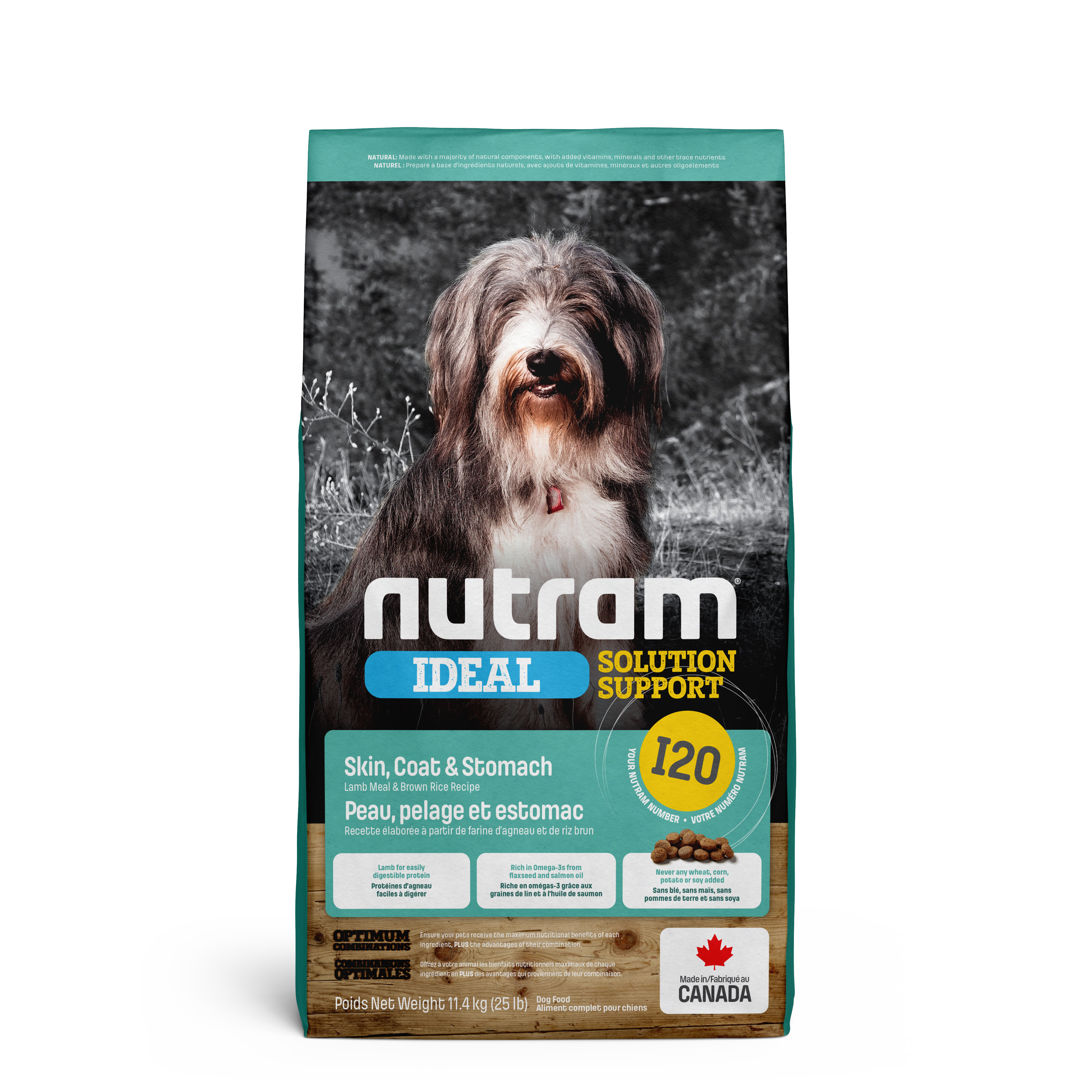Nutram Ideal Solution I20 Skin, Coat, and Stomach Dog Food Lamb Meal & Brown Rice