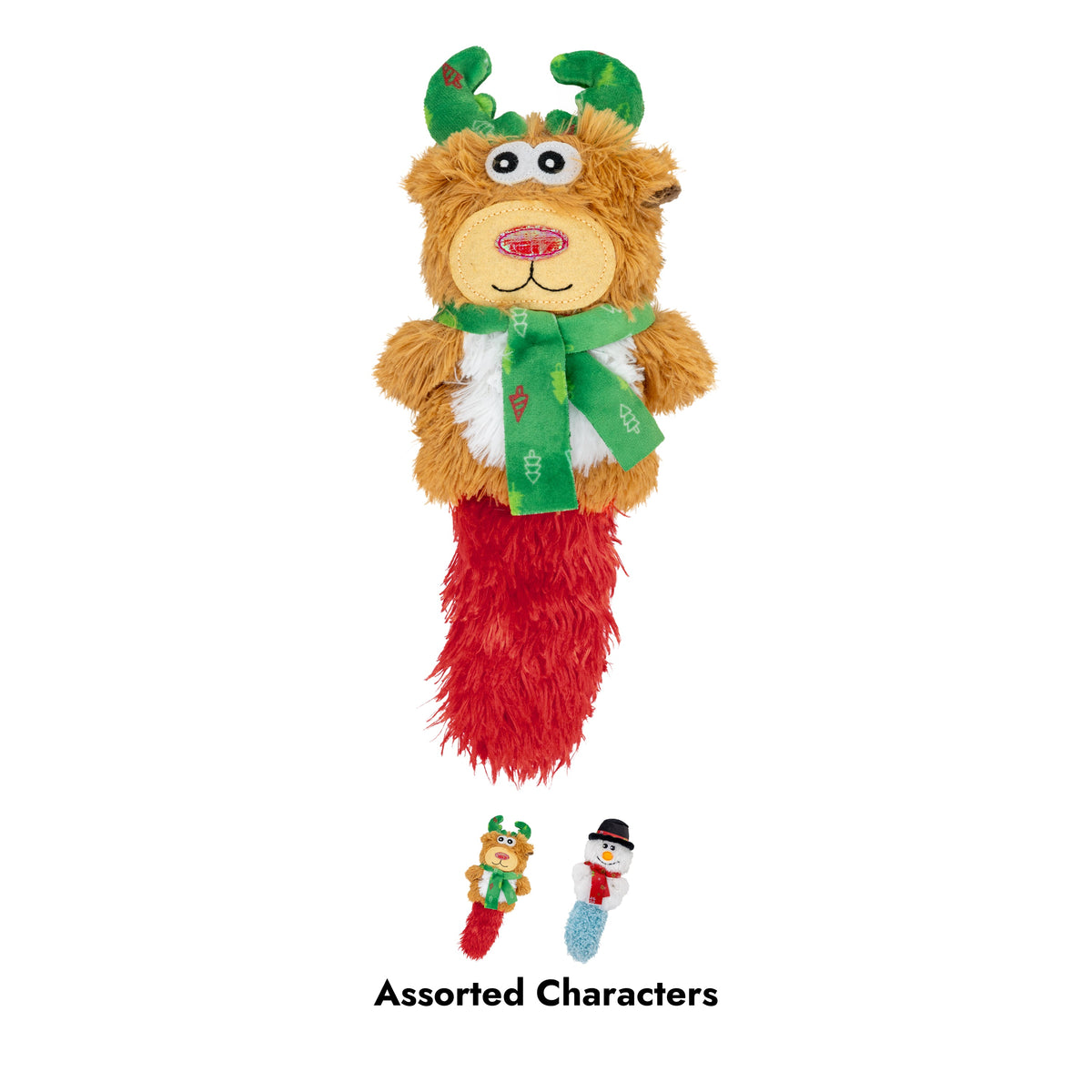 Kong Holiday Kickeroo Character Cat Toy - Assorted Characters - assortment graphic showing the reindeer and snowman you may receive - Kong - PetMax Canada
