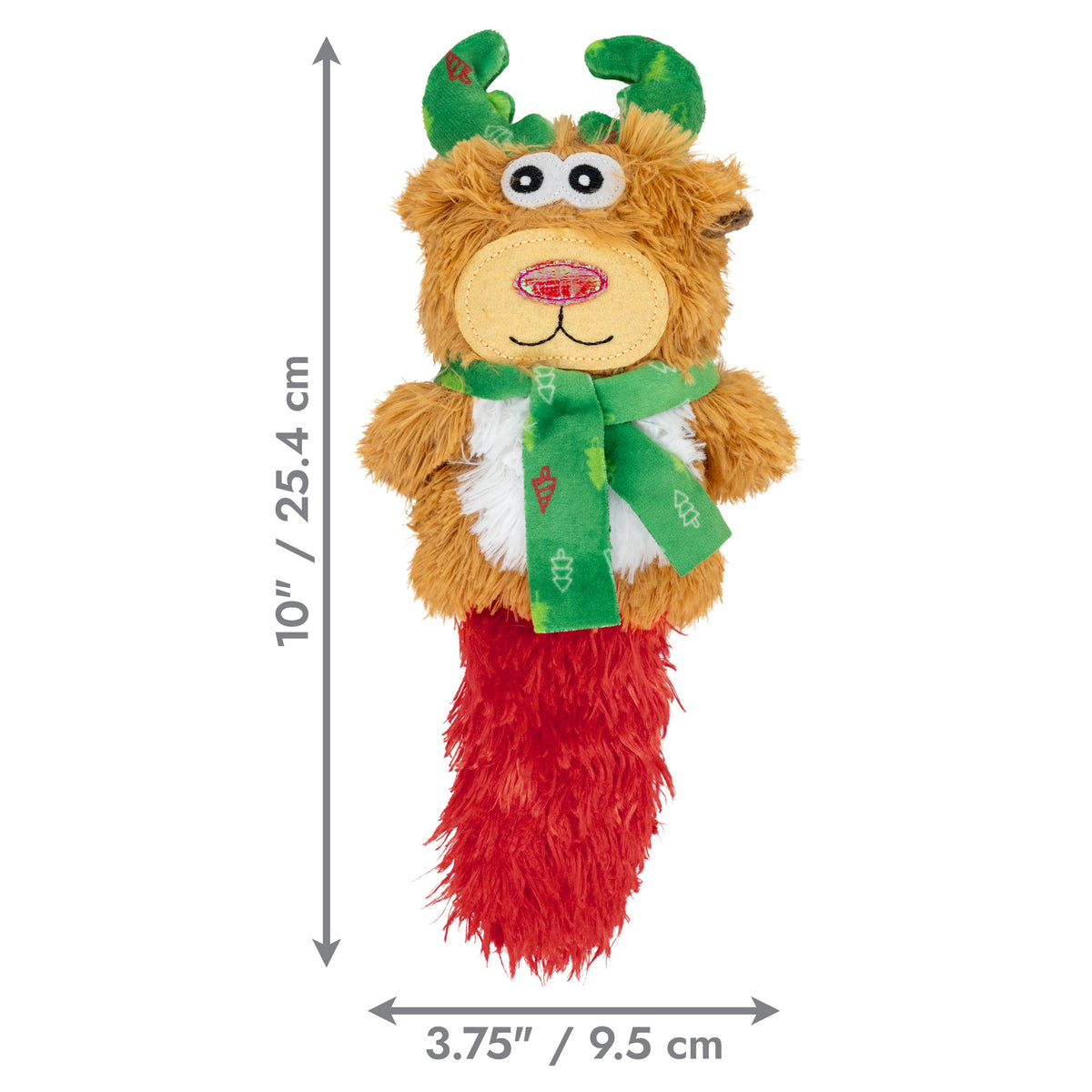 Kong Holiday Kickeroo Character Cat Toy - Assorted Characters - reindeer dimensions 10 in by 3.75 in - Kong - PetMax Canada