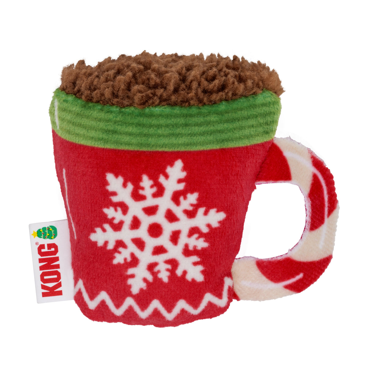 Kong Holiday Scrattles Gingerbread & Cocoa Cat Toy 2-Pack - cocoa mug toy front - Kong - PetMax Canada