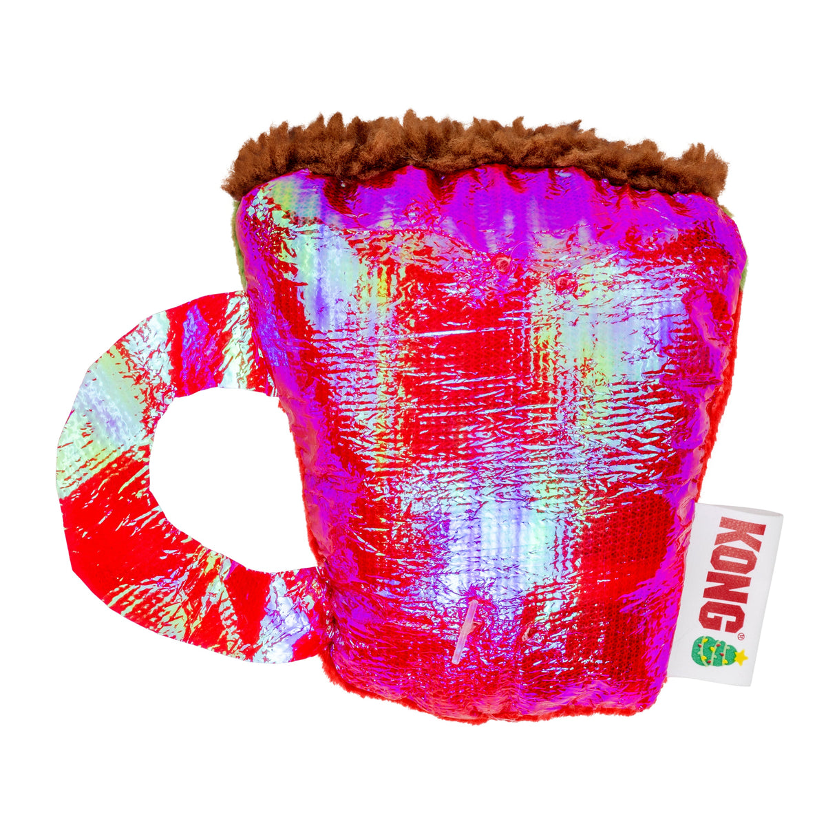 Kong Holiday Scrattles Gingerbread & Cocoa Cat Toy 2-Pack - iridescent crinkle back of cocoa mug toy - Kong - PetMax Canada