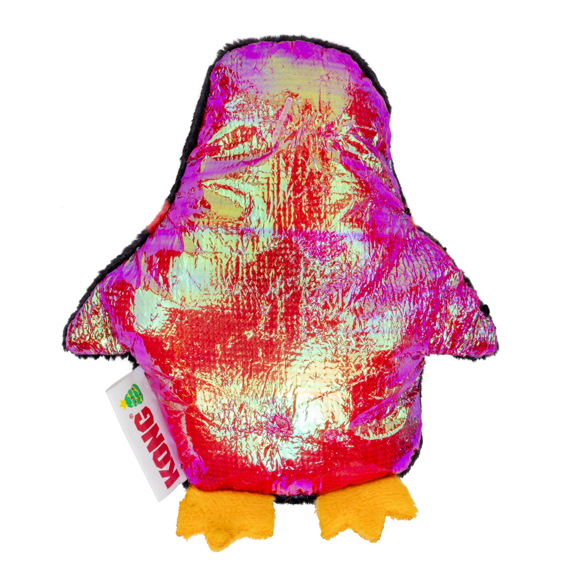 Kong Holiday Scrattles Penguin & Snowflake Cat Toy 2-Pack - Shiny iridescent back of the penguin - Kong - PetMax Canada