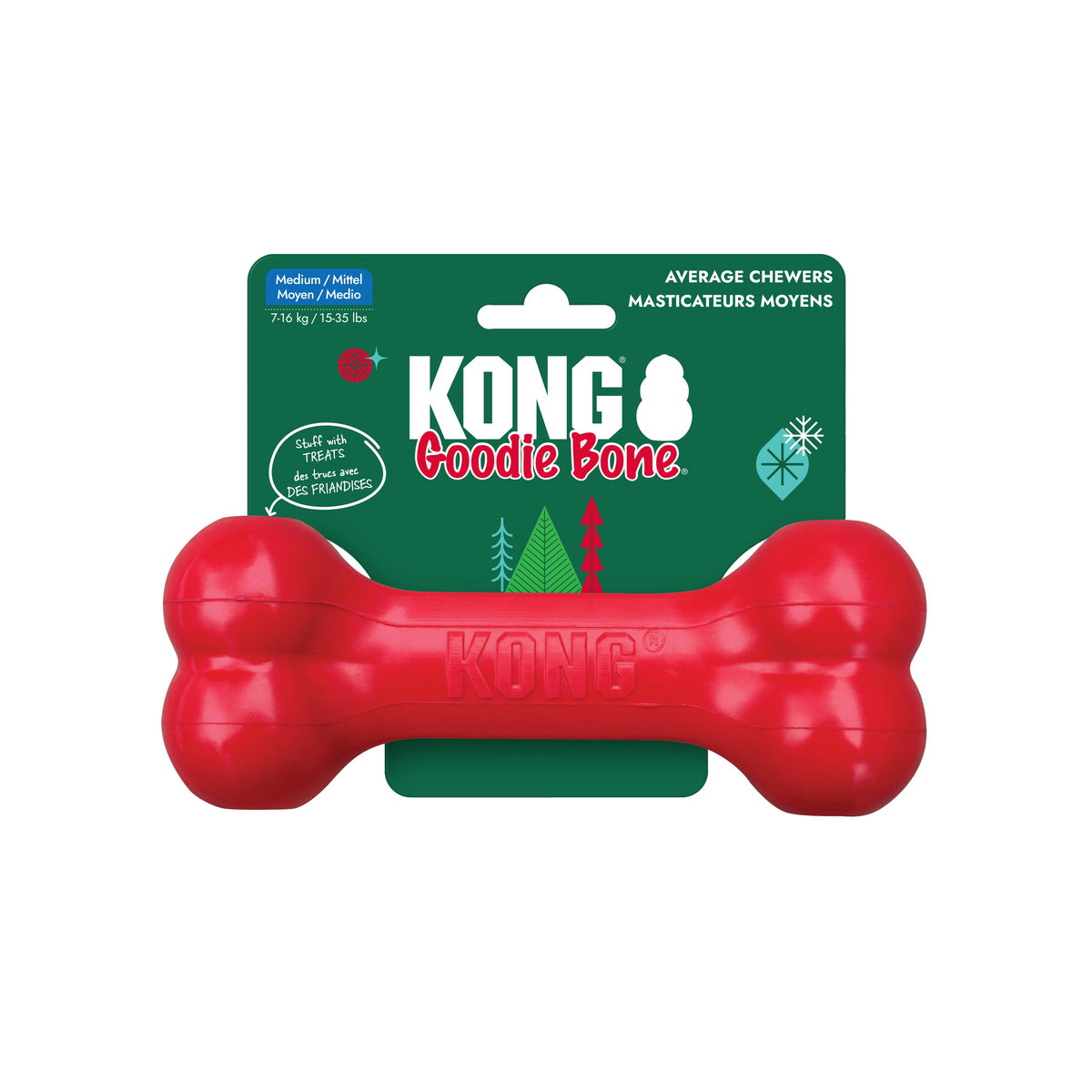 Kong Holiday Goodie Bone Dog Toy - in holiday packaging, Medium for average chewers - Kong - PetMax Canada