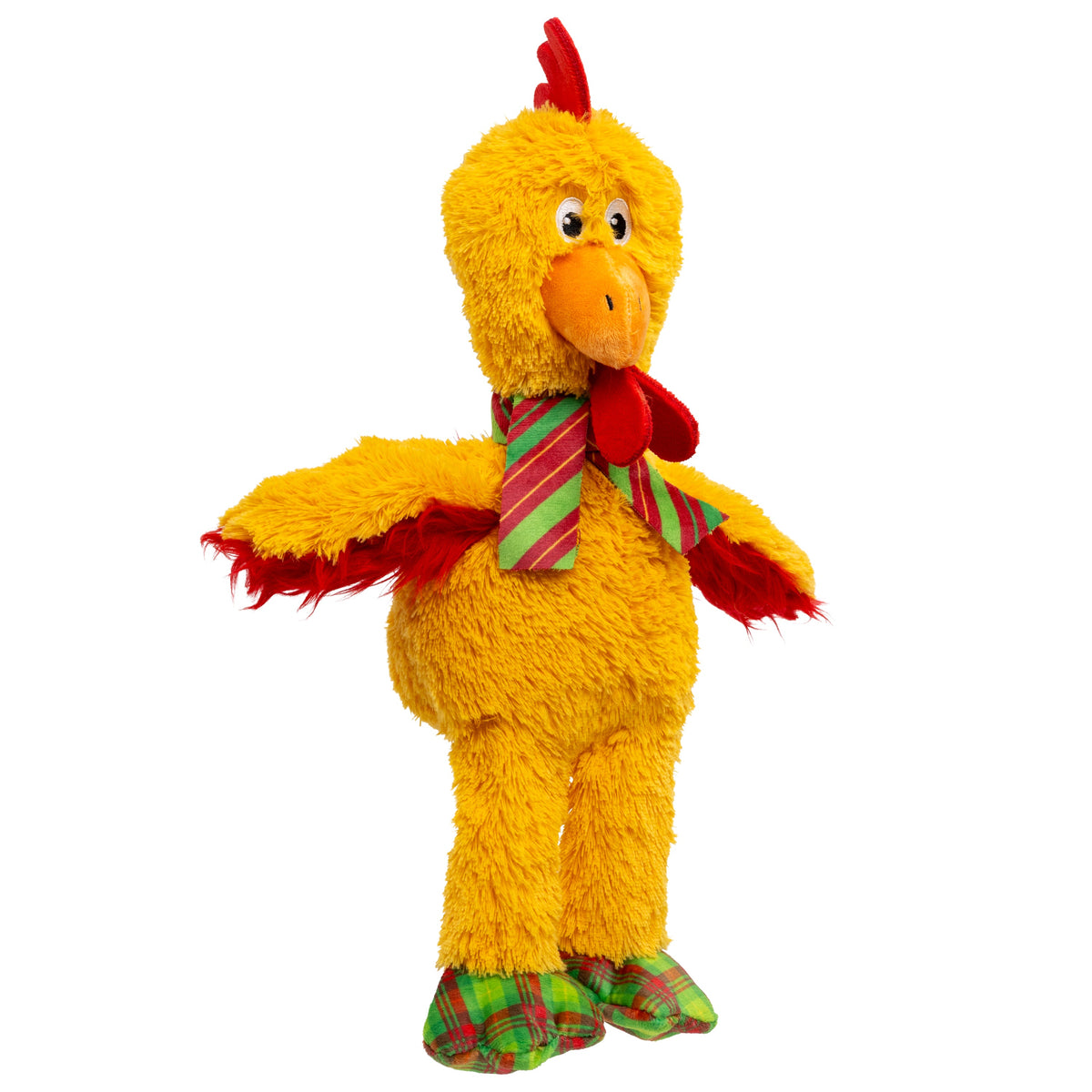 Kong Holiday Knots Chicken Dog Toy - Medium/Large size, three-quarter side view - Kong - PetMax Canada