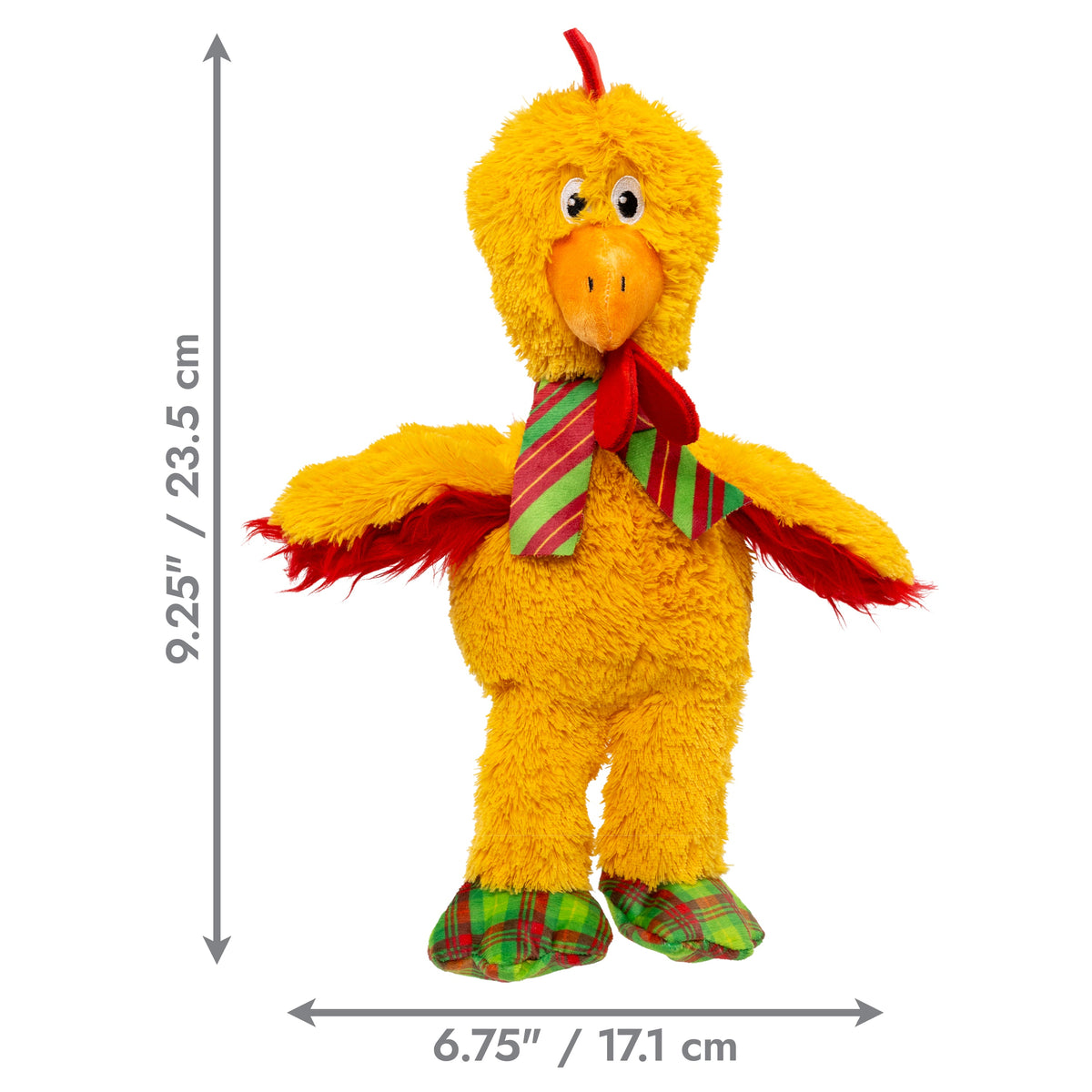 Kong Holiday Knots Chicken Dog Toy - Small size dimensions, 9.25 in by 6.75 in - Kong - PetMax Canada