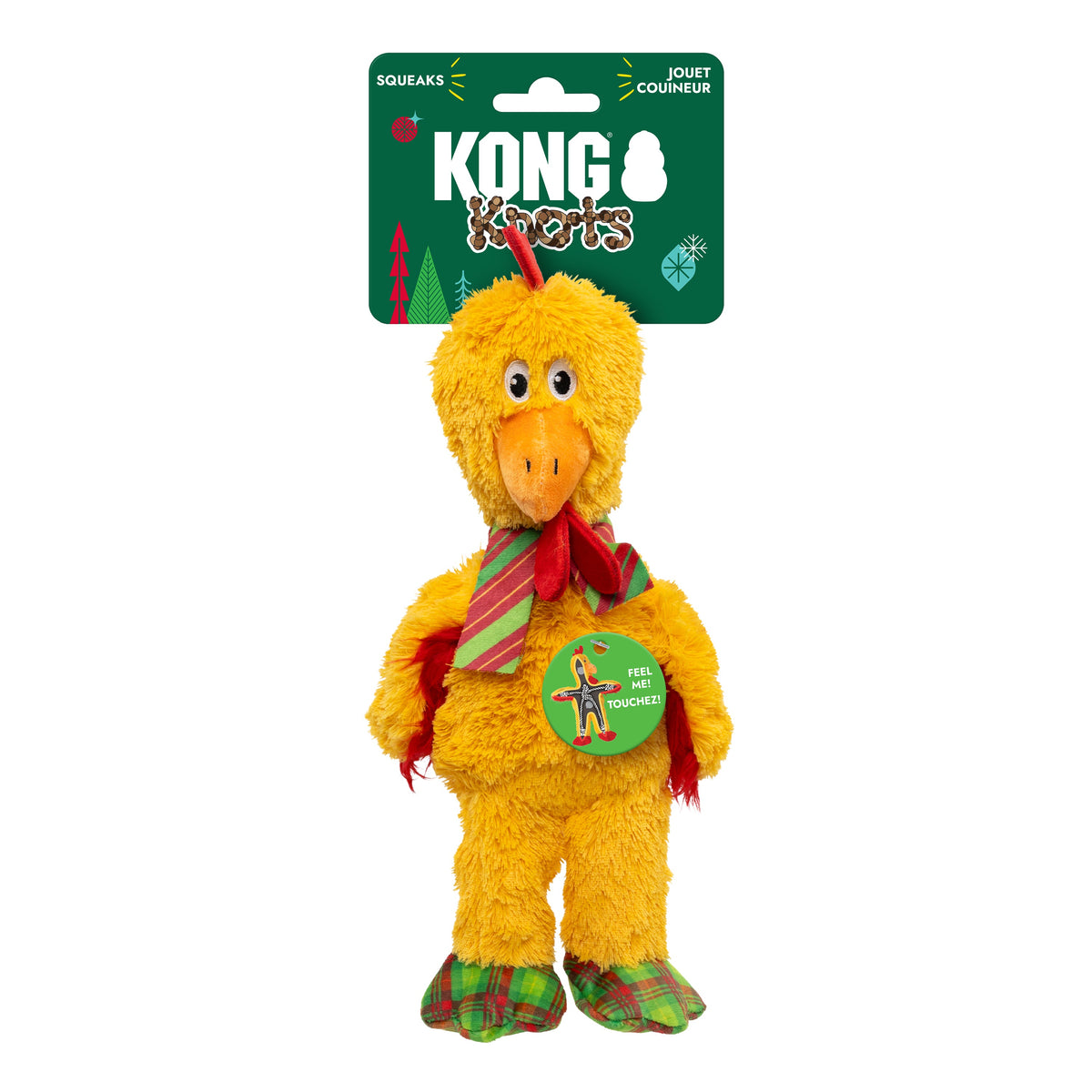 Kong Holiday Knots Chicken Dog Toy - Small size in packaging with KONG Knots hang tag - Kong - PetMax Canada
