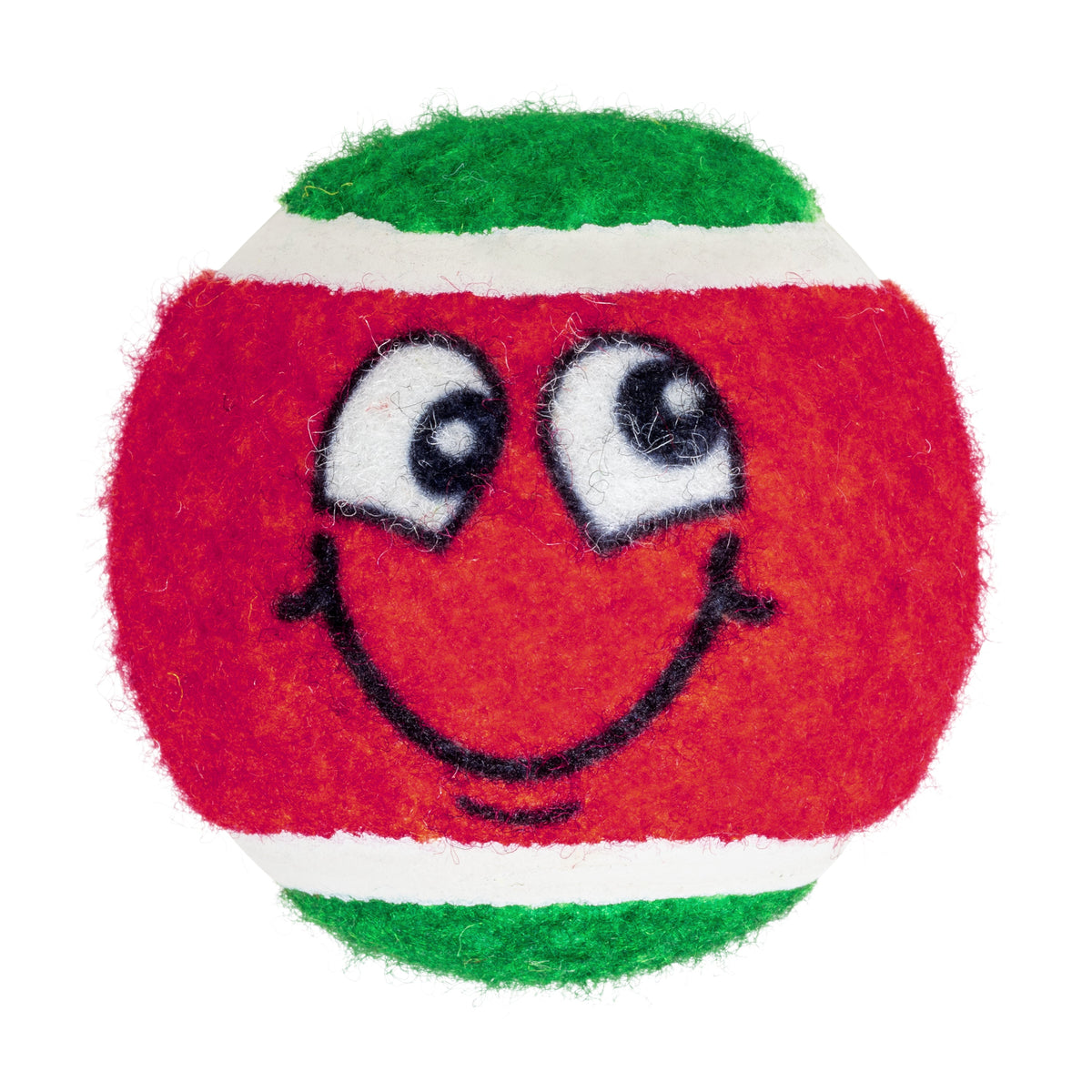 Kong Holiday Grinz Naughty & Nice Sport Balls Dog Toy 3-Pack - red ball with smiling face - Kong - PetMax Canada