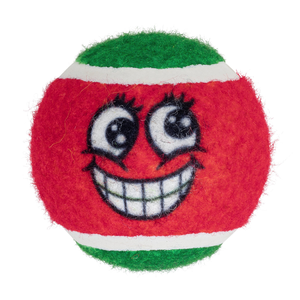 Kong Holiday Grinz Naughty & Nice Sport Balls Dog Toy 3-Pack - red ball with toothy grin - Kong - PetMax Canada