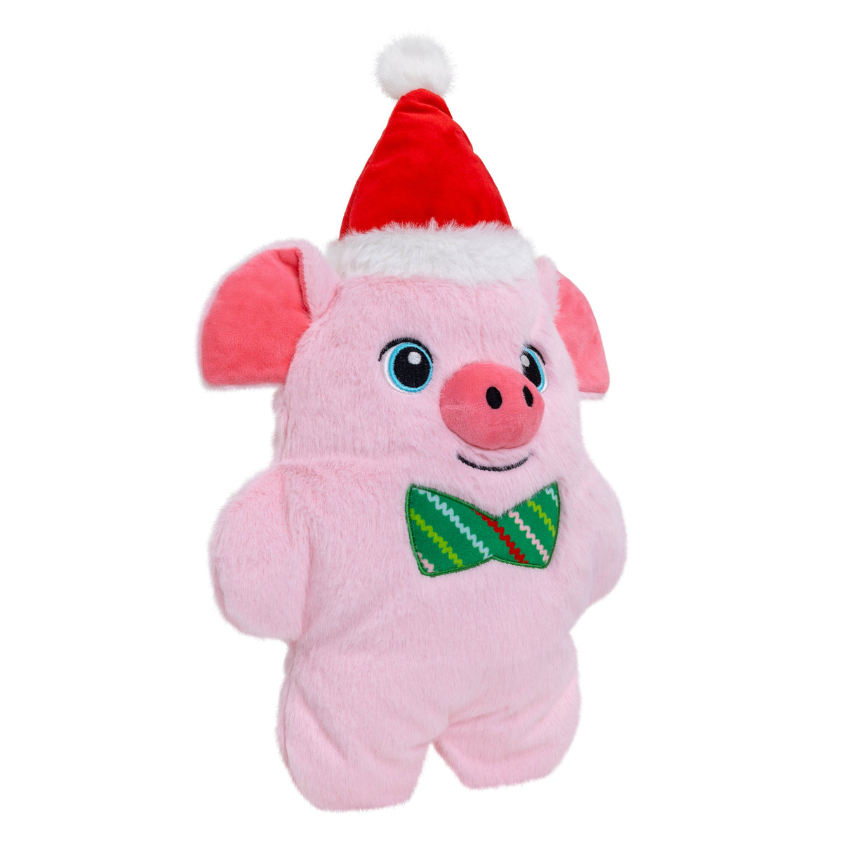 Kong Holiday Snuzzles Pig Dog Toy - three-quarter side view showing the flat plush body - Kong - PetMax Canada