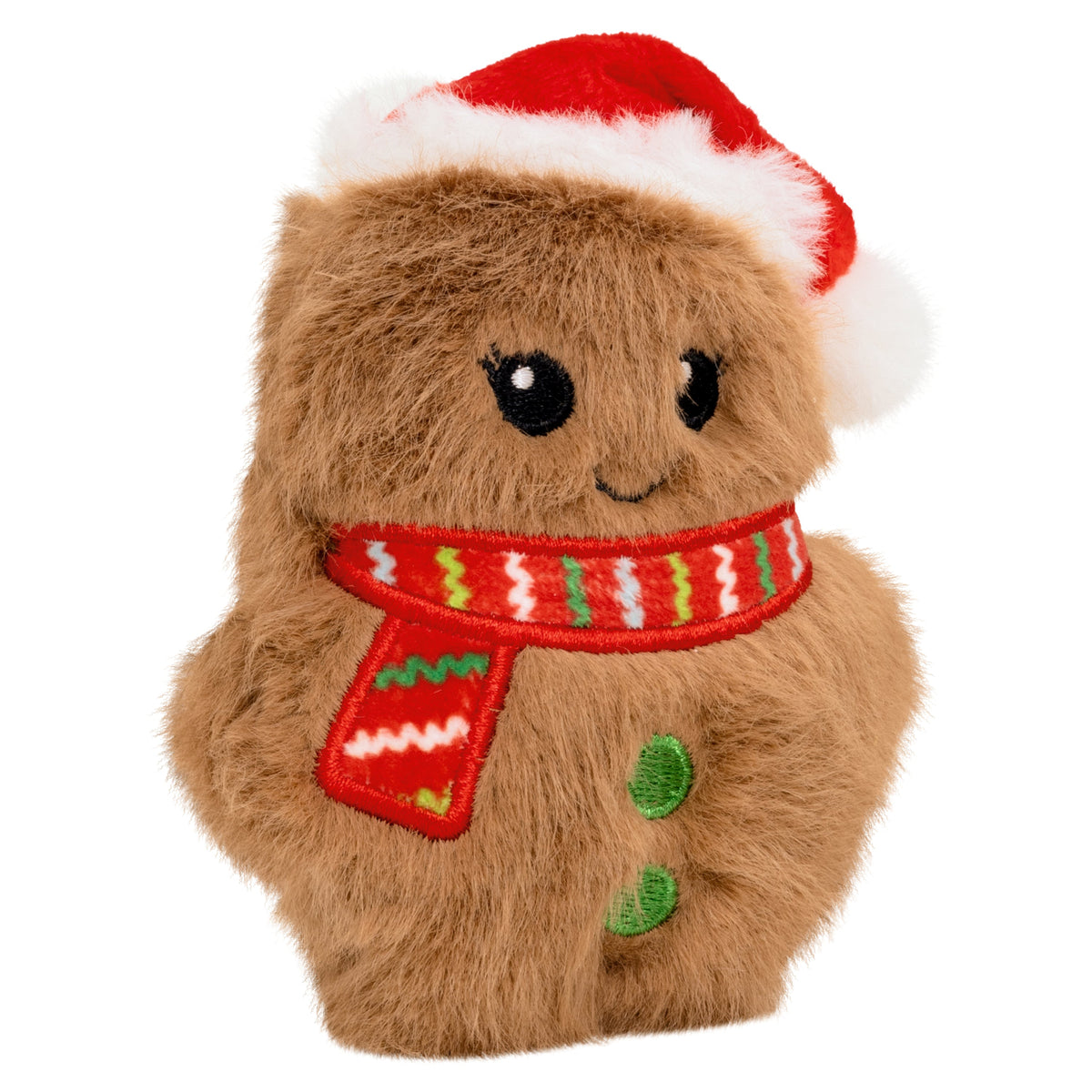 Kong Holiday Snuzzles Mini Santa Gingerbread Dog Toy - three-quarter side view - Kong - PetMax Canada