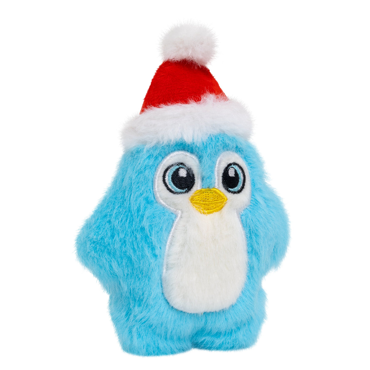 Kong Holiday Snuzzles Santa Penguin Dog Toy - X-Small three-quarter view showing flat shape - Kong - PetMax Canada