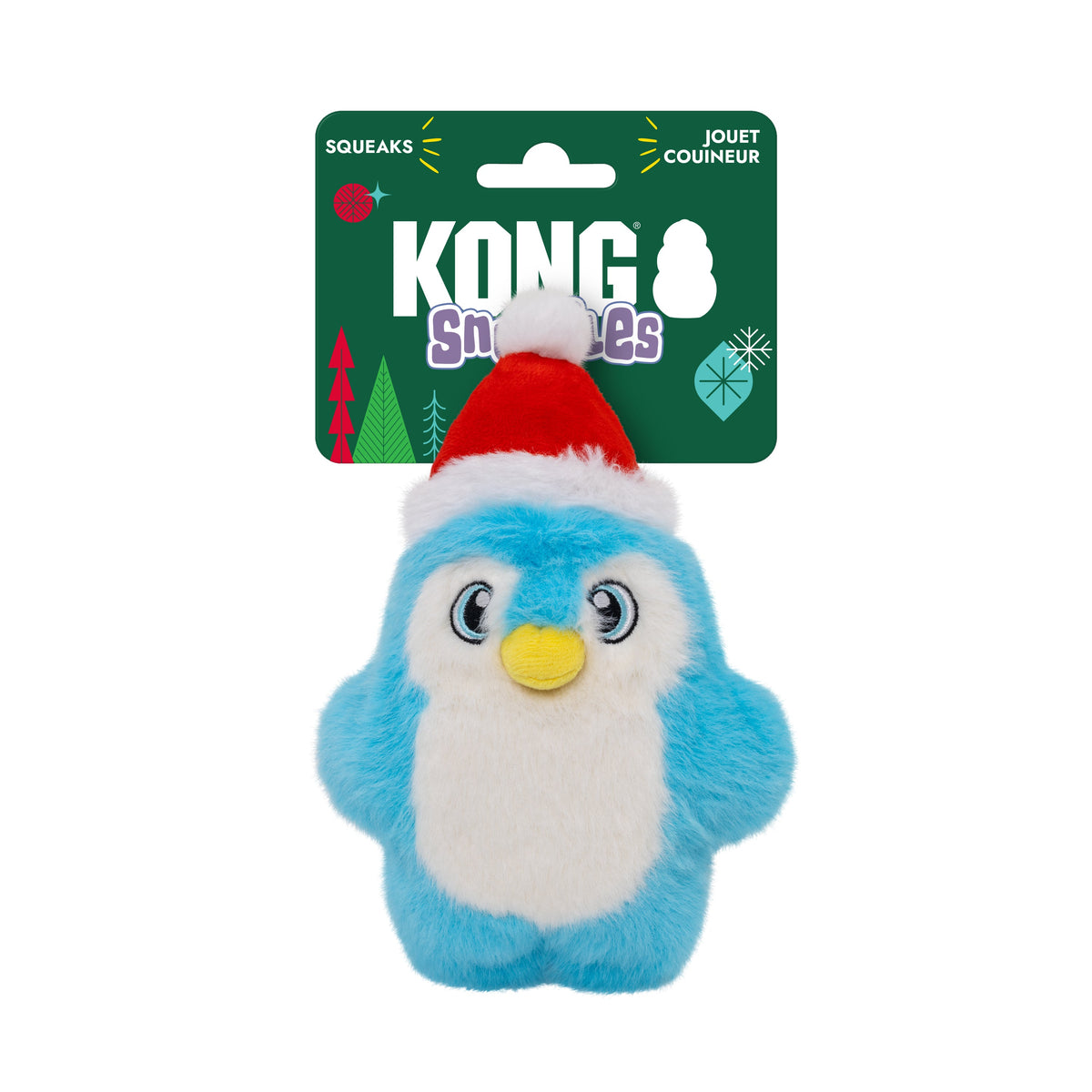 Kong Holiday Snuzzles Santa Penguin Dog Toy - Small on KONG Snuzzles holiday hang tag - Kong - PetMax Canada