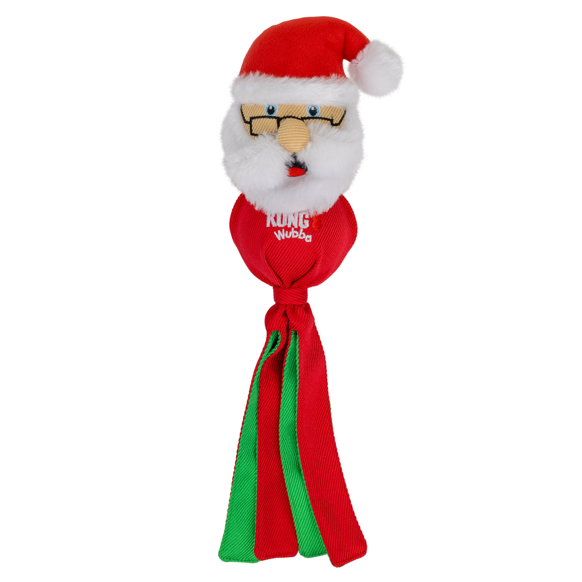 Kong Holiday Wubba Dog Toy - Assorted Characters - Large Santa front view - Kong - PetMax Canada