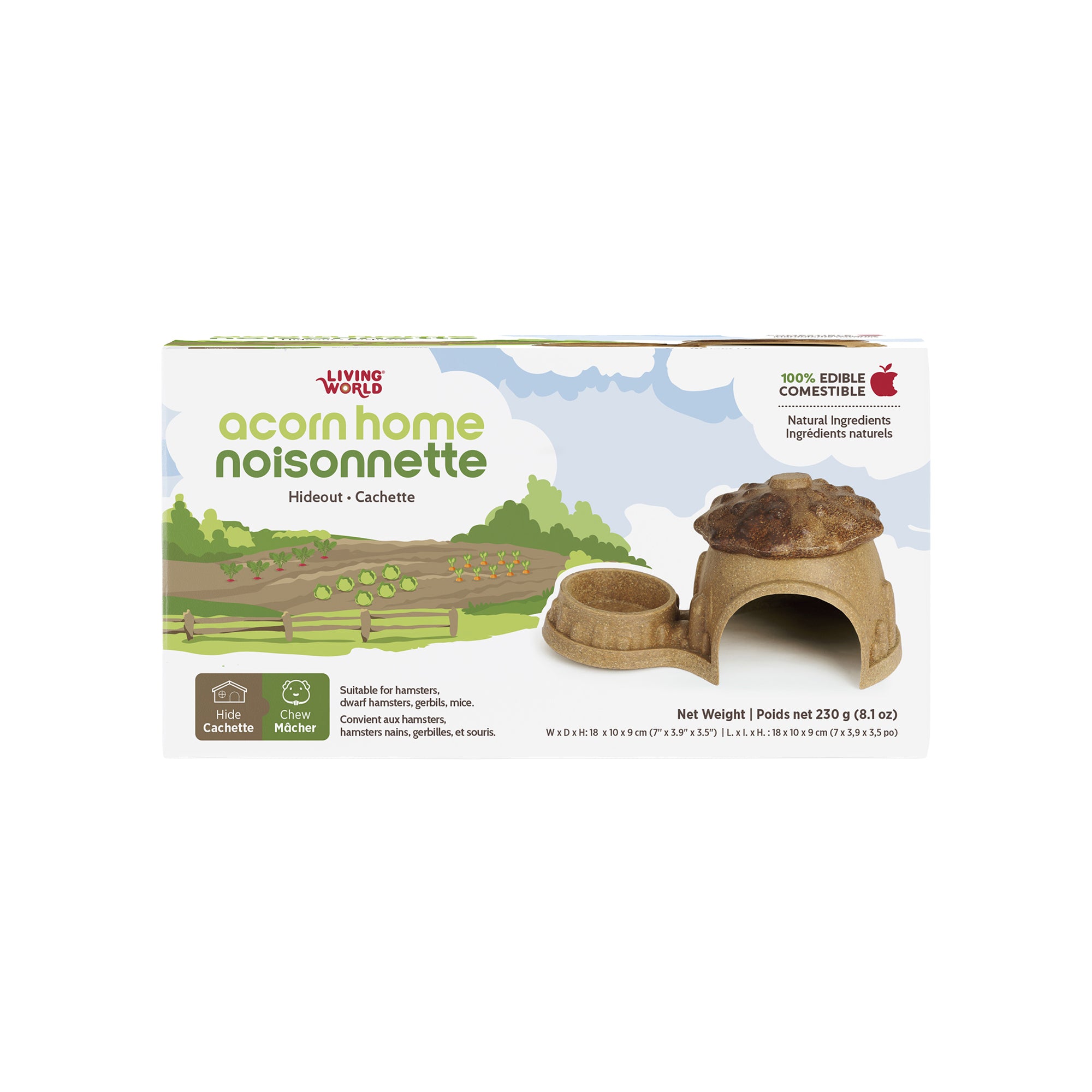 Living World Edible Acorn Home Hideout with Dish for Small Animals - Small Animal - Living World - PetMax Canada