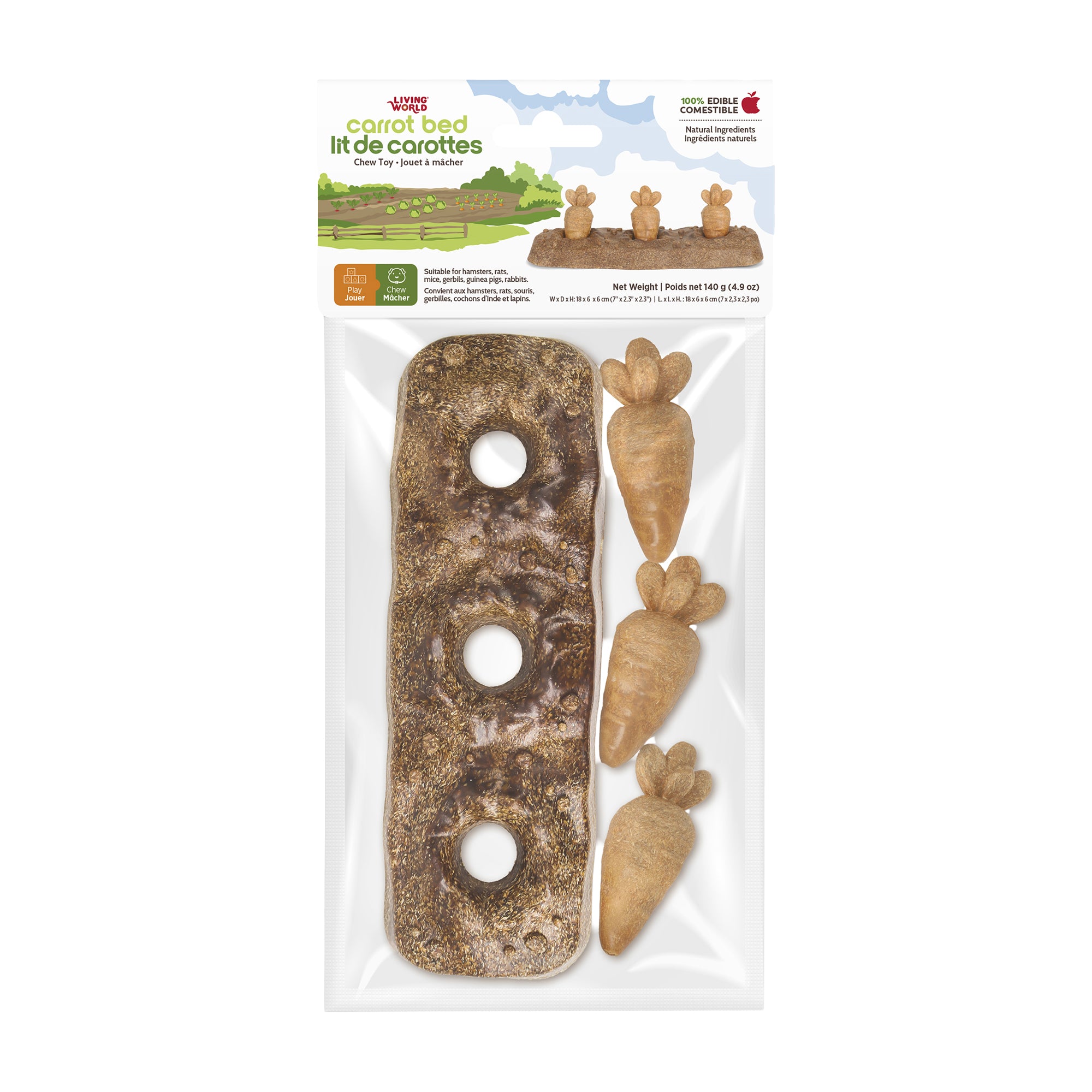 Living World Edible Carrot Patch Chew Toy for Small Animals - Small Animal - Living World - PetMax Canada