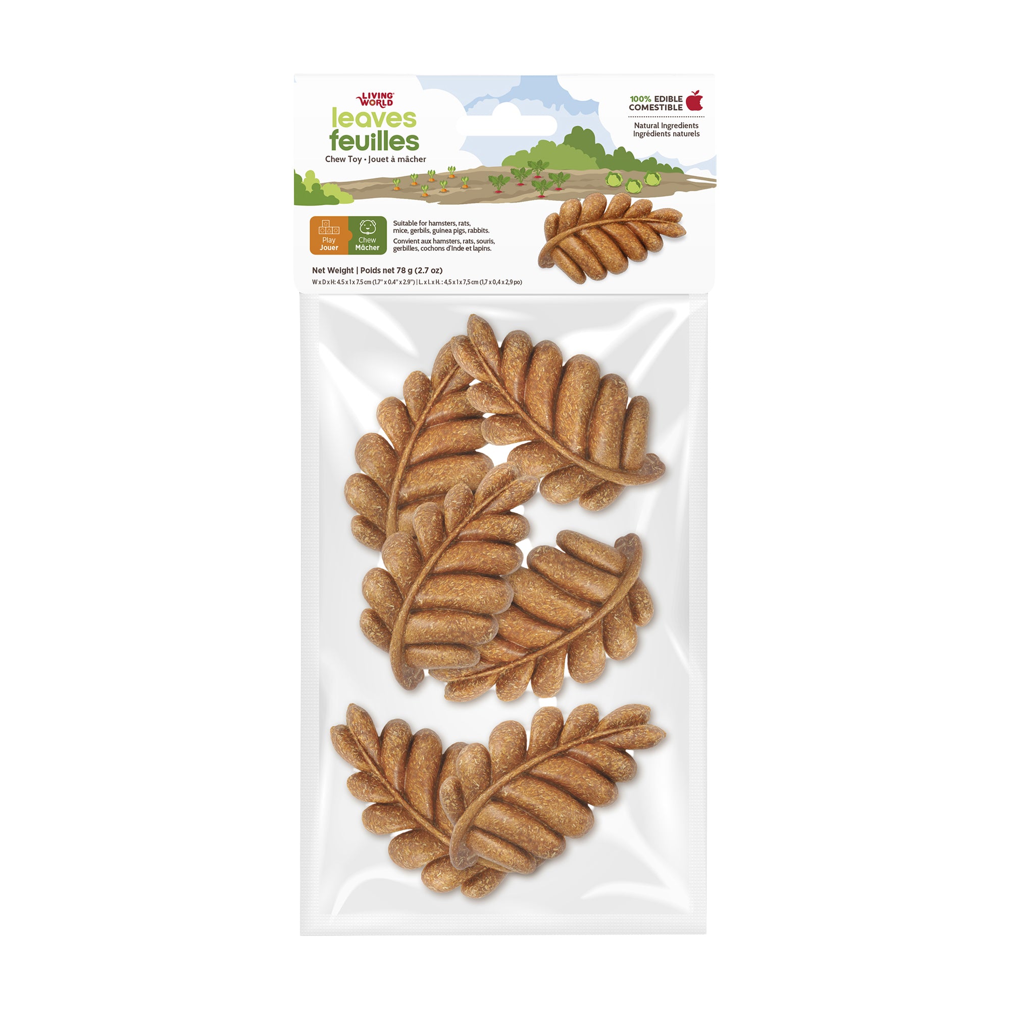 Living World Edible Leaves Chew Toy for Small Animals - 6 Pack - Small Animal - Living World - PetMax Canada