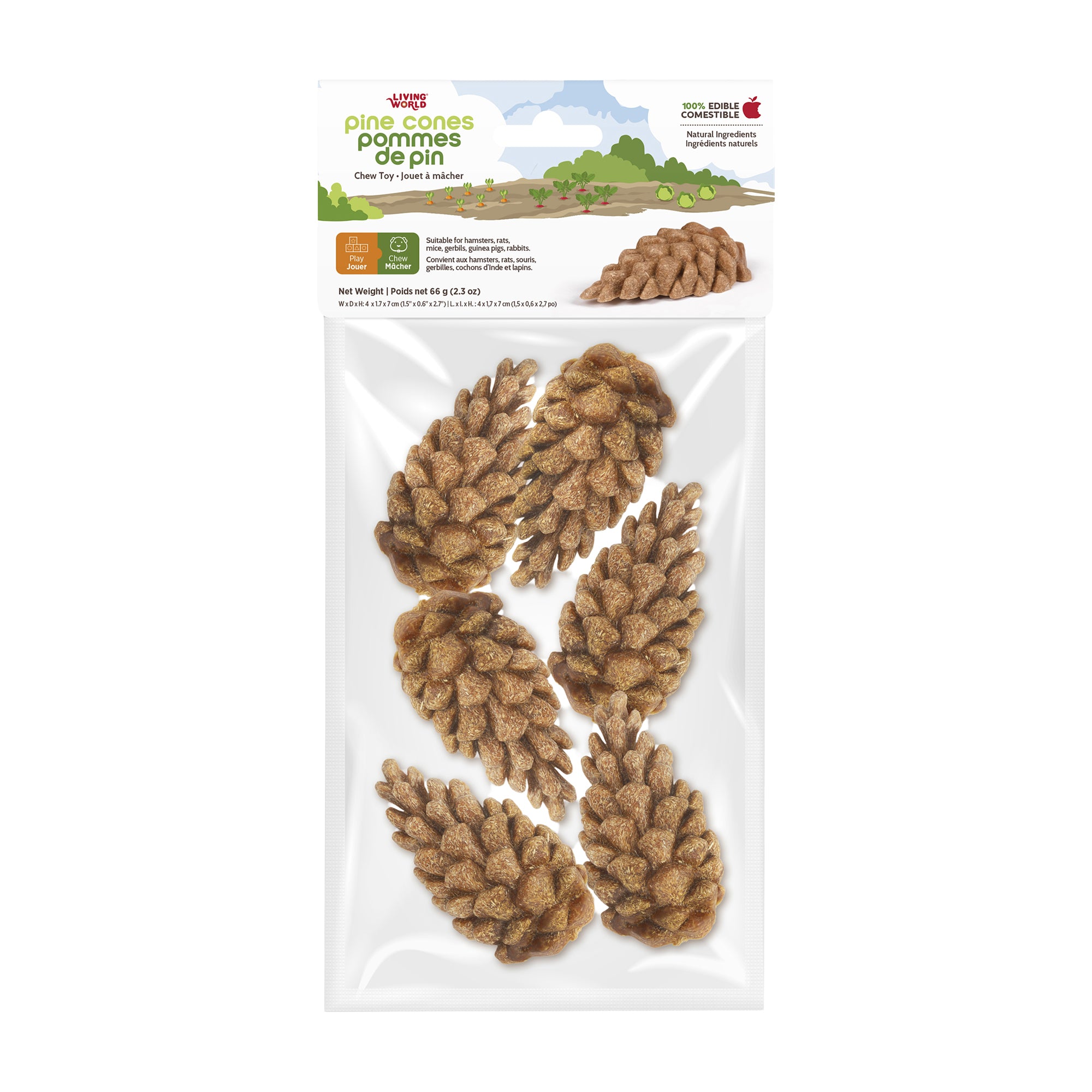 Living World Edible Pine Cones Chew Toy for Small Animals - 6 Pack - Small Animal - Living World - PetMax Canada