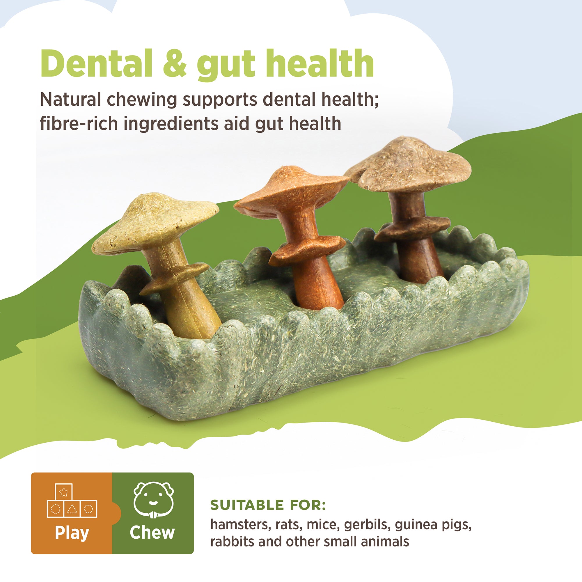 Living World Edible Mushrooms Chew Toy for Small Animals - Small Animal - Living World - PetMax Canada
