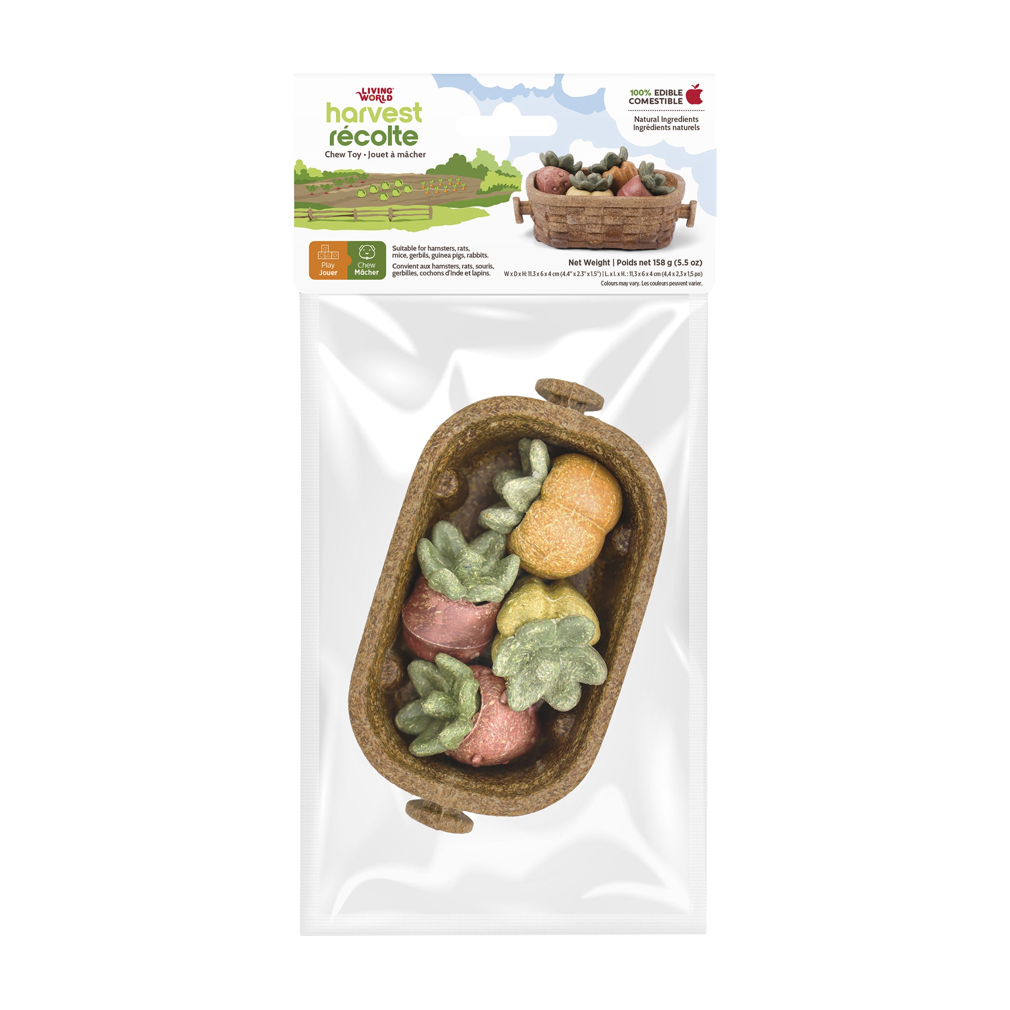 Living World Edible Harvest Basket Chew Toy with Vegetables for Small Animals - Small Animal - Living World - PetMax Canada