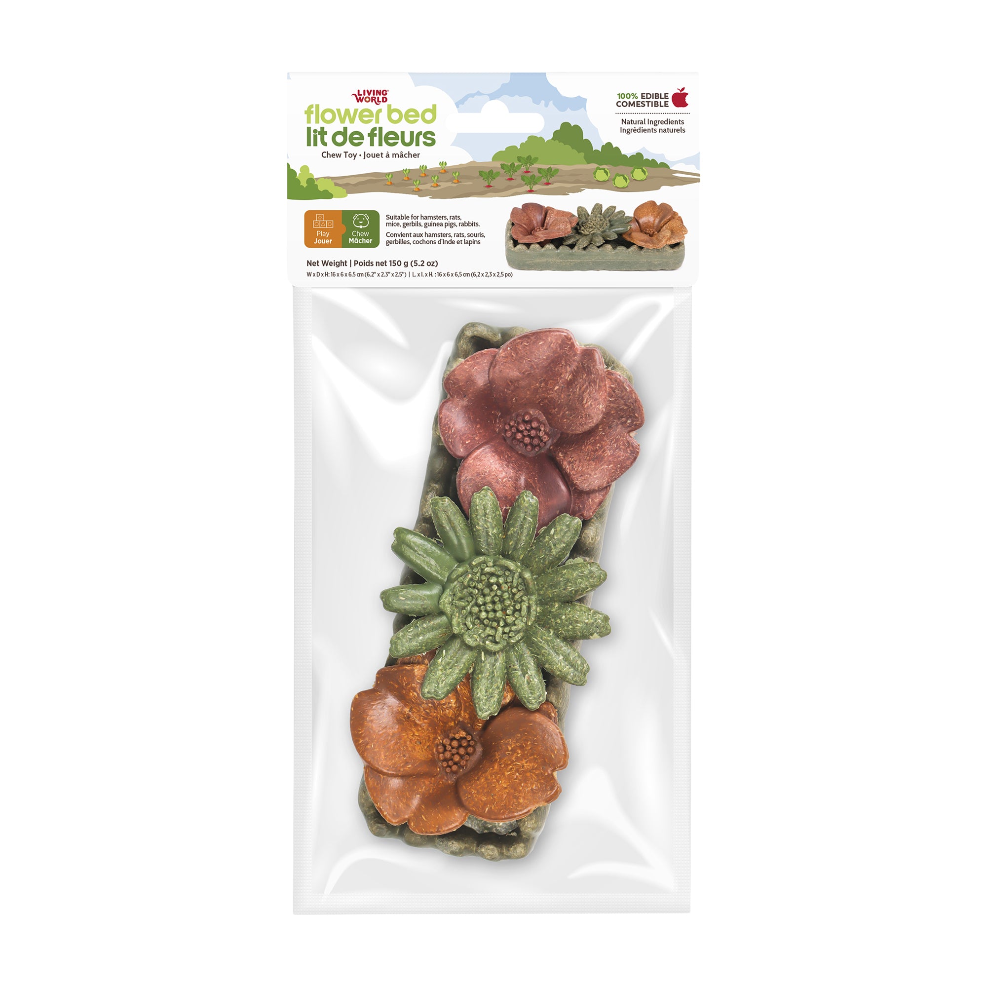Living World Edible Flower Bed Chew Toy for Small Animals - Small Animal - Living World - PetMax Canada