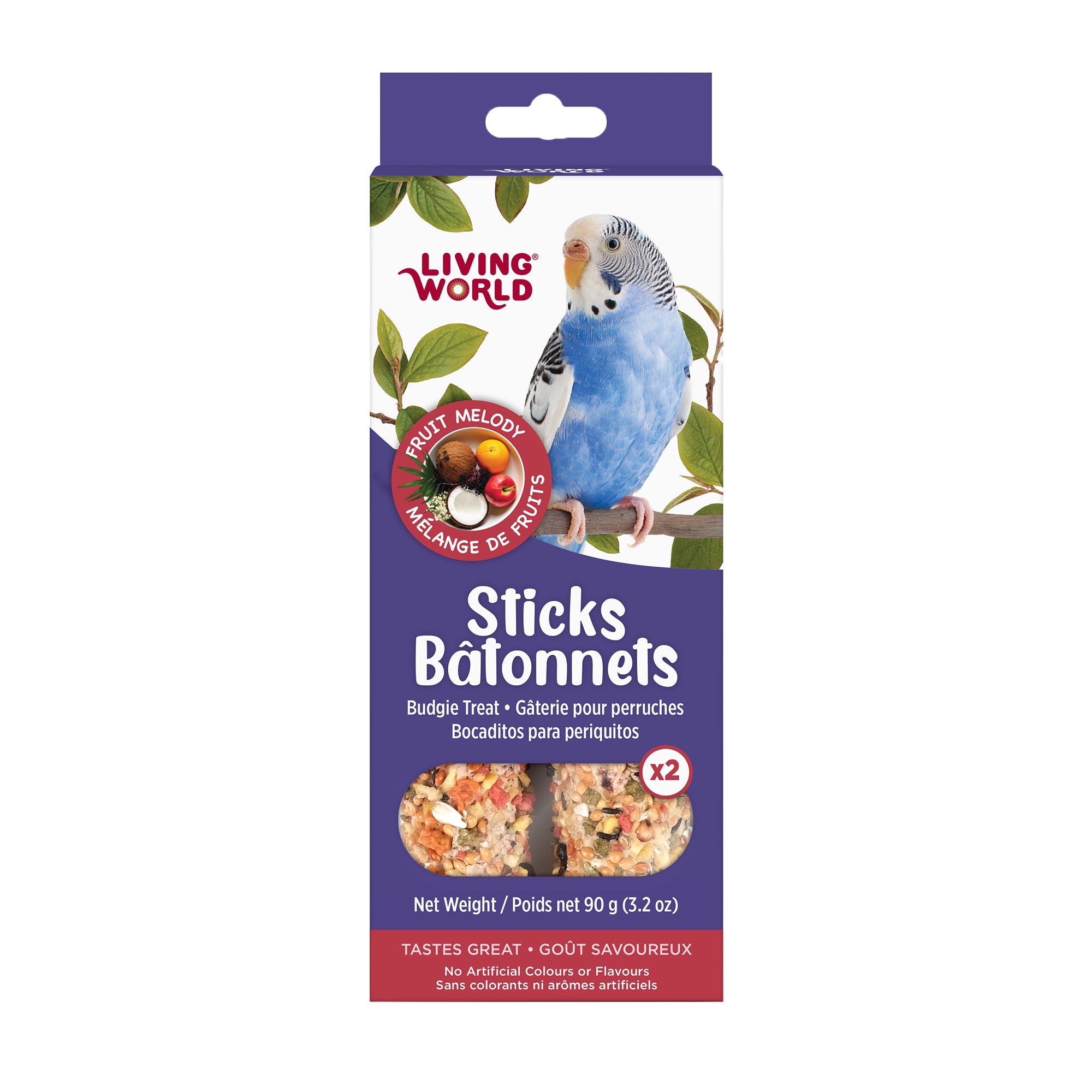 Living World Budgie Fruit Medley Treat Sticks - 90g - Bird Treats - Living World - PetMax Canada