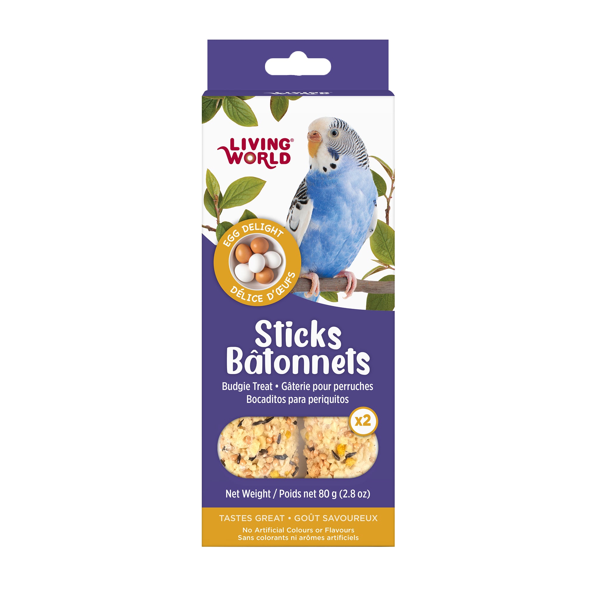 Living World Budgie Egg Delight Treat Sticks - 80g - Bird Treats - Living World - PetMax Canada