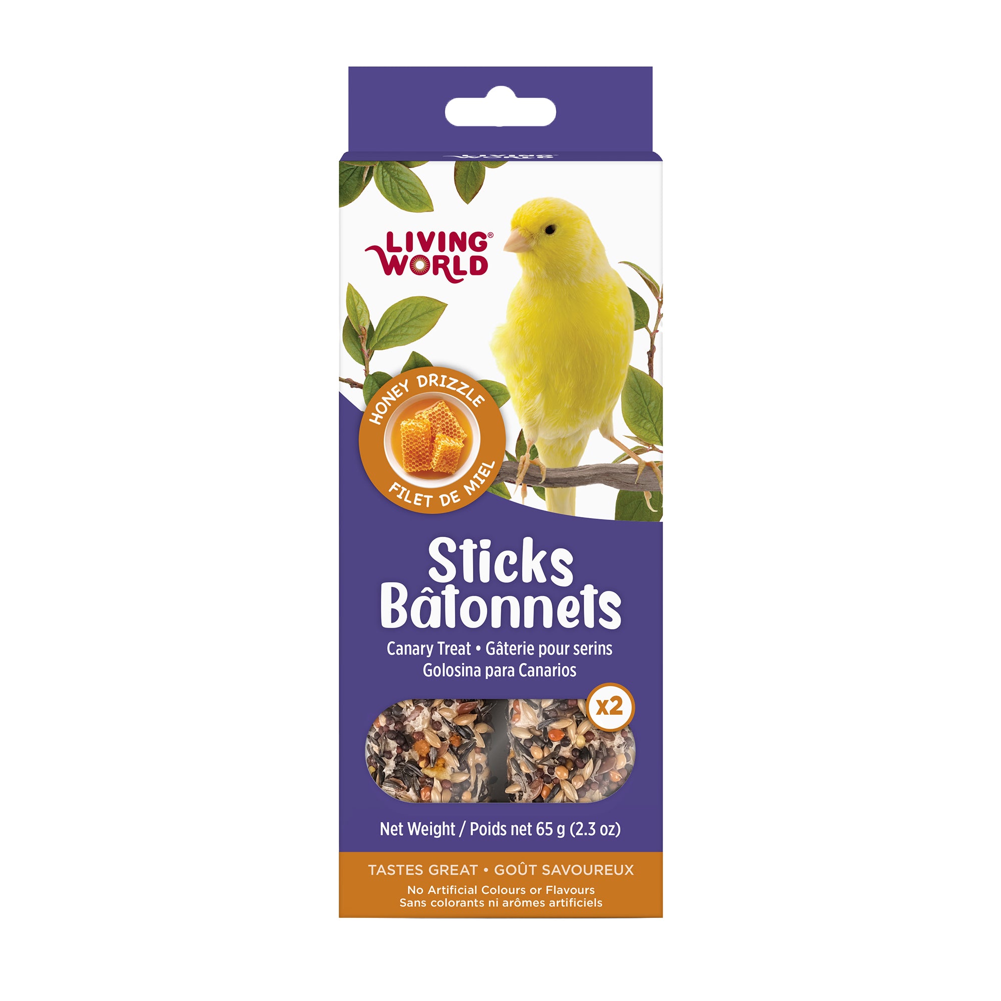 Living World Canary Honey Drizzle Treat Sticks - 65g - Bird Treats - Living World - PetMax Canada