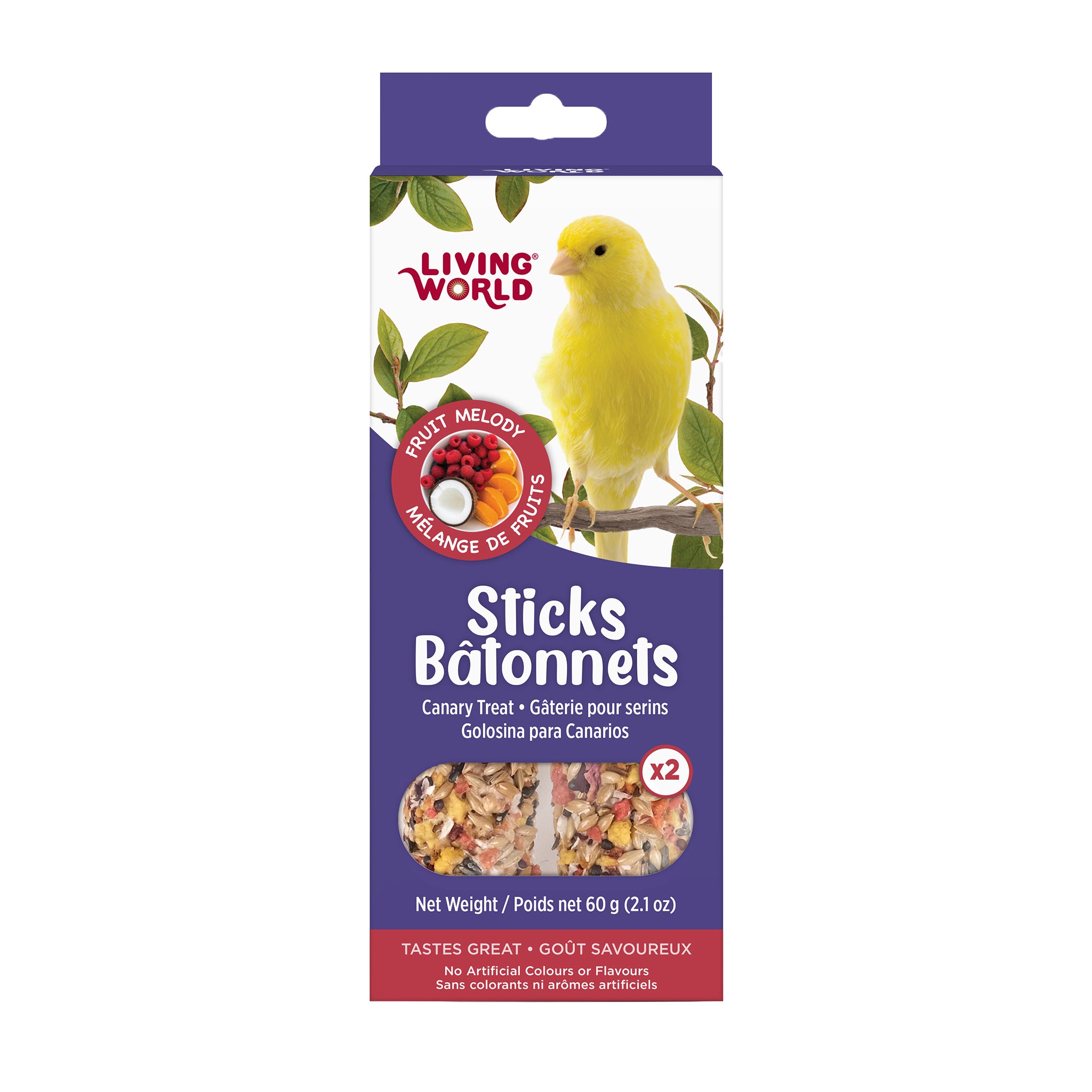Living World Canary Fruit Melody Treat Sticks - 60g - Bird Treats - Living World - PetMax Canada