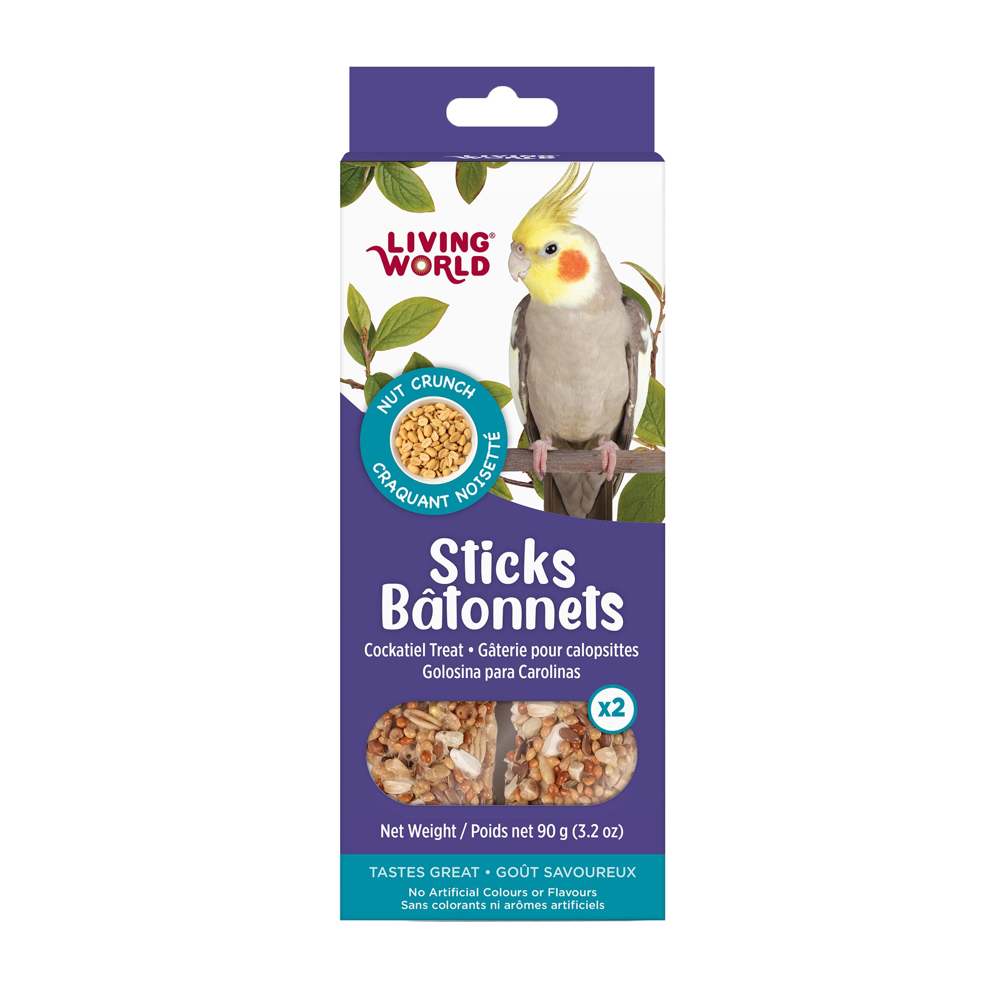 Living World Cockatiel Nut Crunch Treat Sticks - 90g - Bird Treats - Living World - PetMax Canada