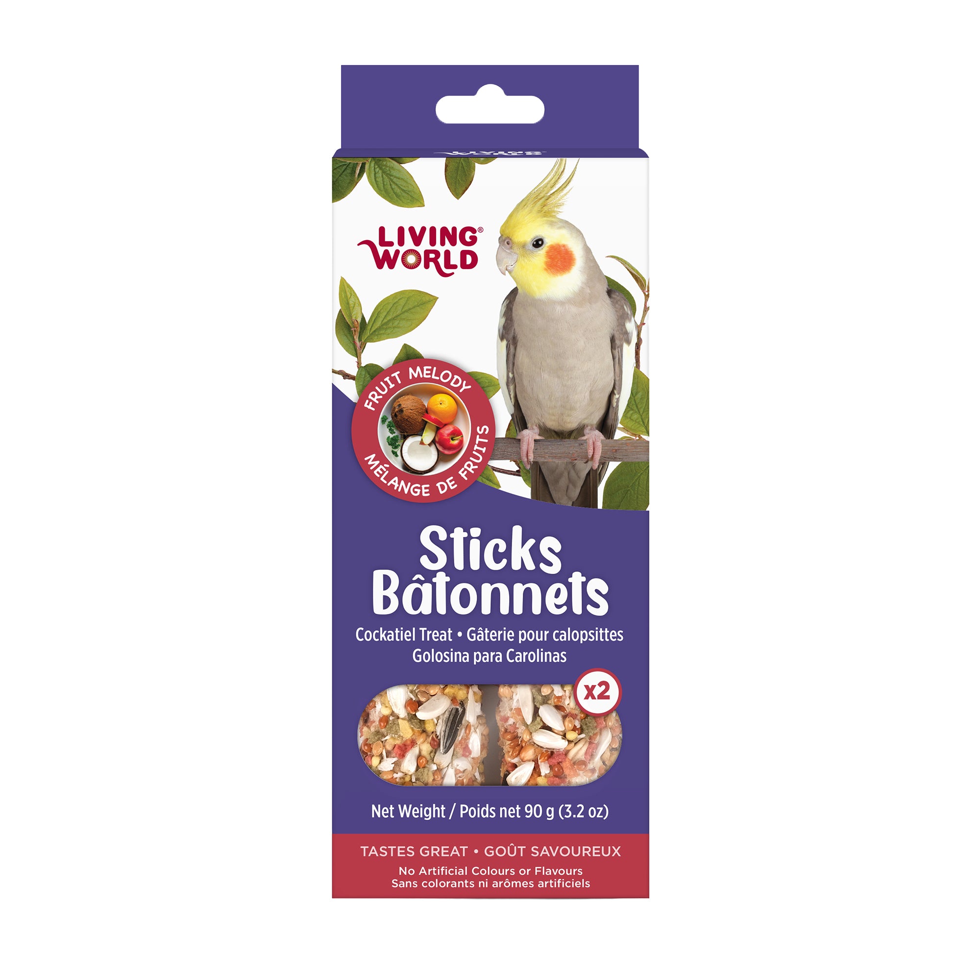 Living World Cockatiel Fruit Medley Treat Sticks - 90g - Bird Treats - Living World - PetMax Canada