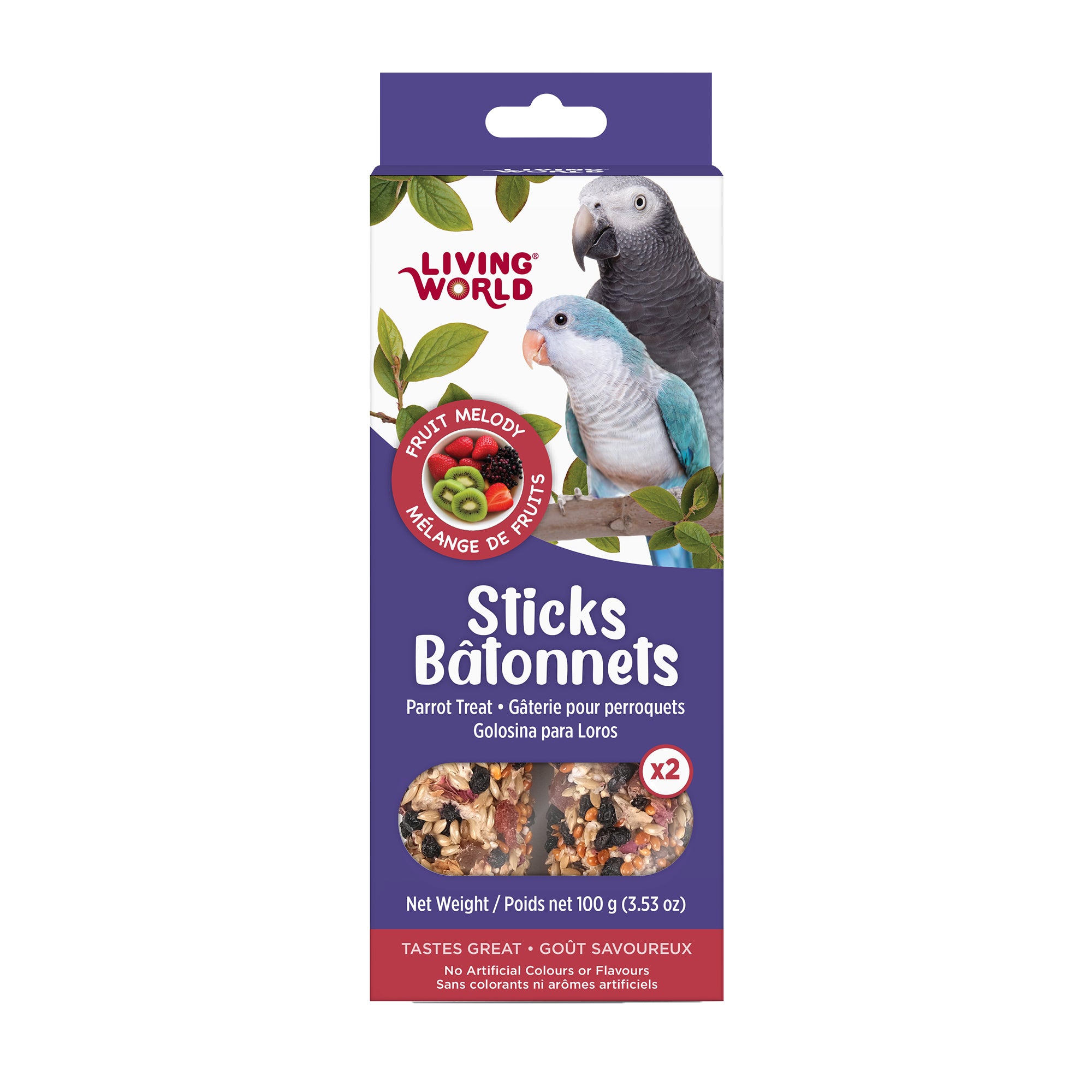 Living World Parrot Fruit Melody Treat Sticks - 100g - Bird Treats - Living World - PetMax Canada