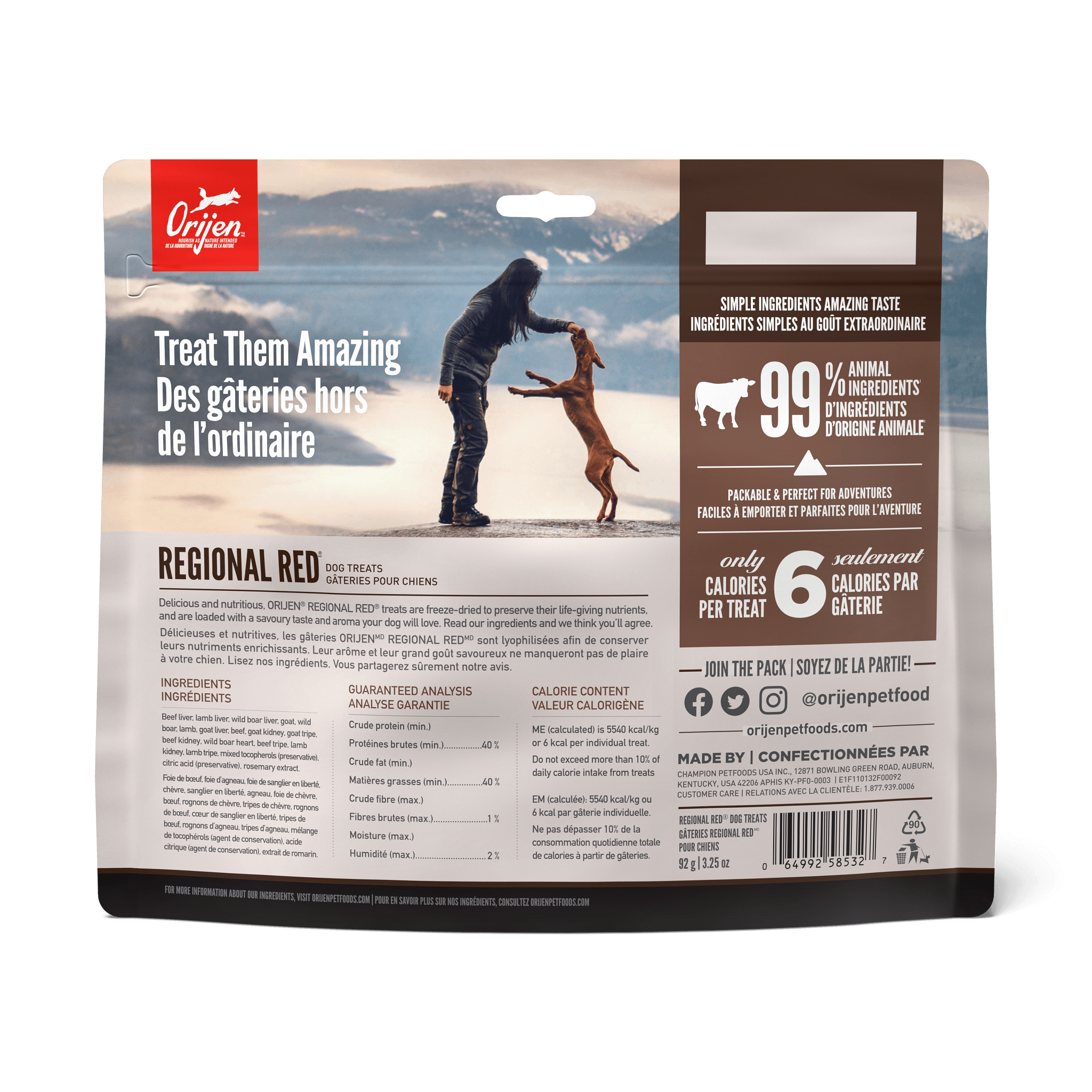 Orijen Freeze-Dried Dog Treats Regional Red - 92g - Dog Treats - Orijen - PetMax Canada