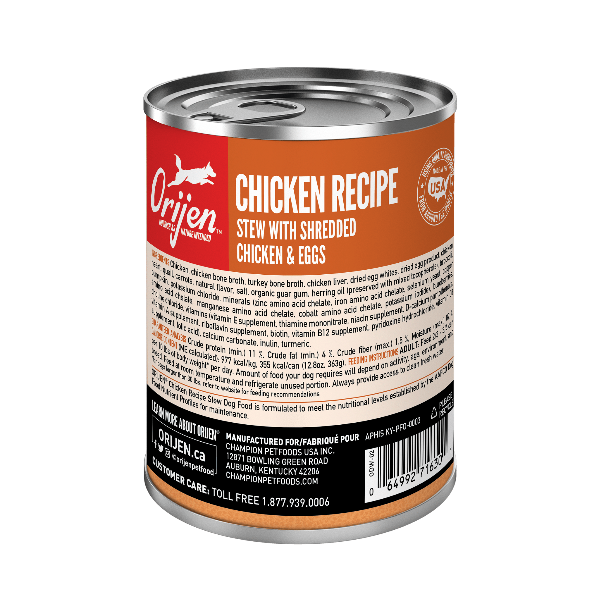 Orijen Wet Dog Chicken Recipe - 363g - Canned Dog Food - Orijen - PetMax Canada