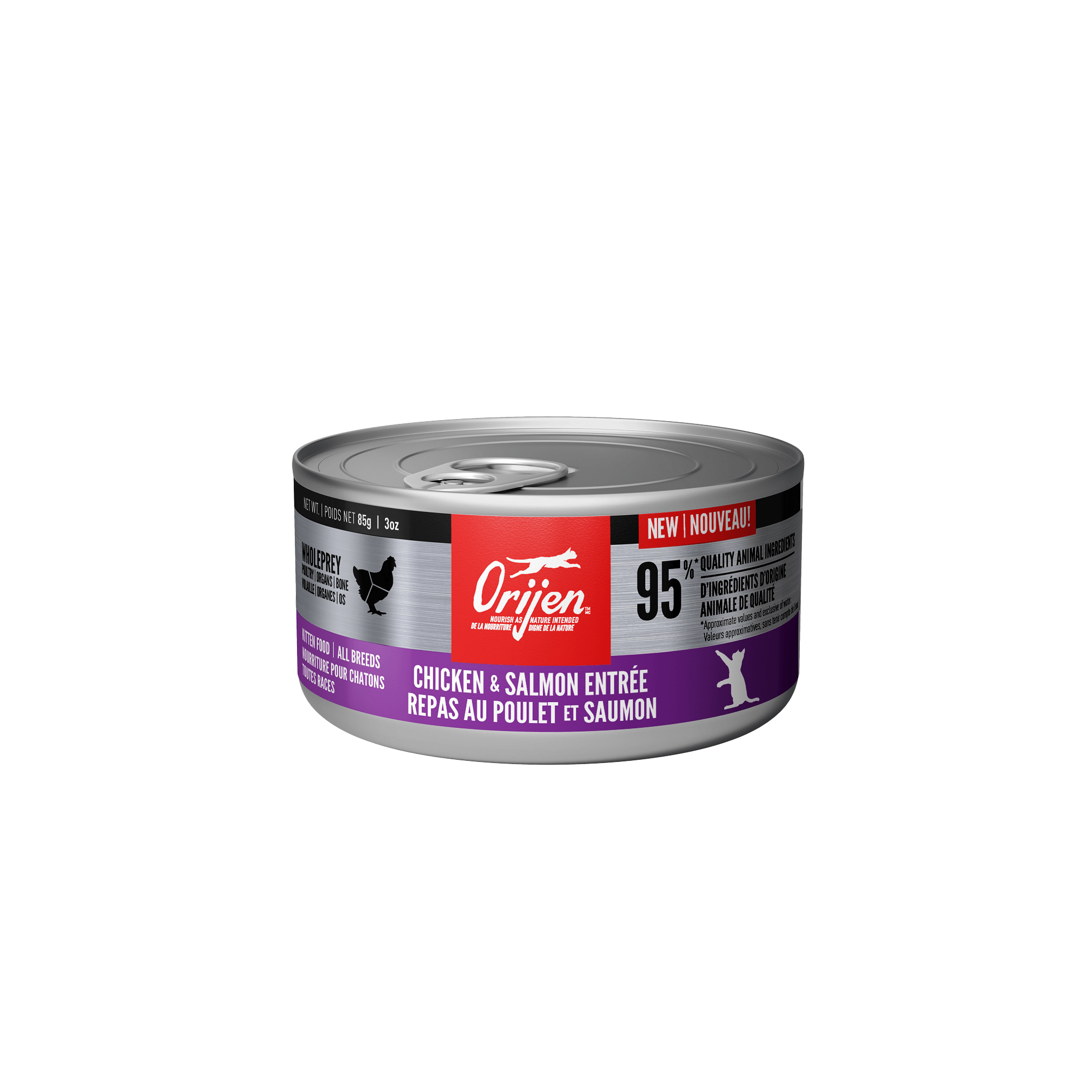 Orijen Wet Cat Chicken + Salmon Entrée - Kitten Recipe - 85g - Canned Cat Food - Orijen - PetMax Canada