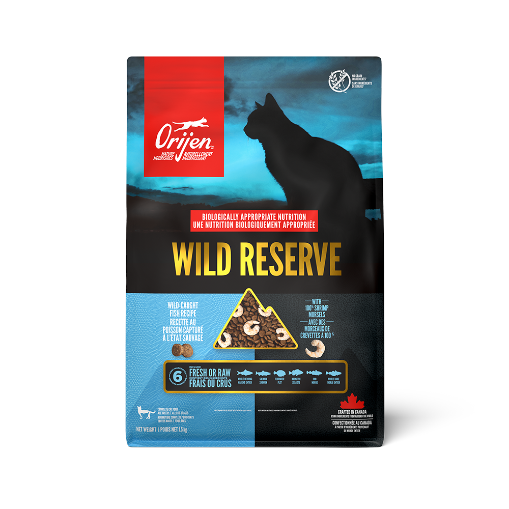 Orijen Wild Reserve Wild-Caught Fish Recipe Dry Cat Food - 1.5 kg bag front - Orijen - PetMax Canada