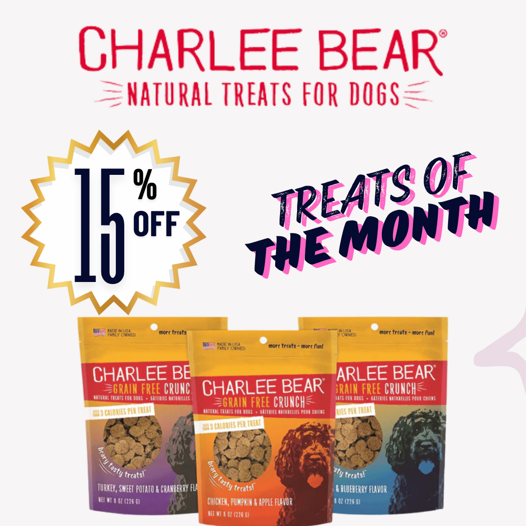 Charlee Bear Dog Treats 15% off for the May Dog Treats of the Month