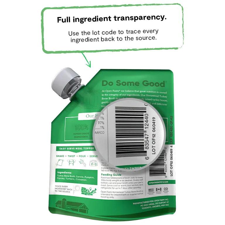 Open Farm Homestead Turkey Bone Broth for Dogs - 340g - Canned Dog Food - Open Farm - PetMax Canada