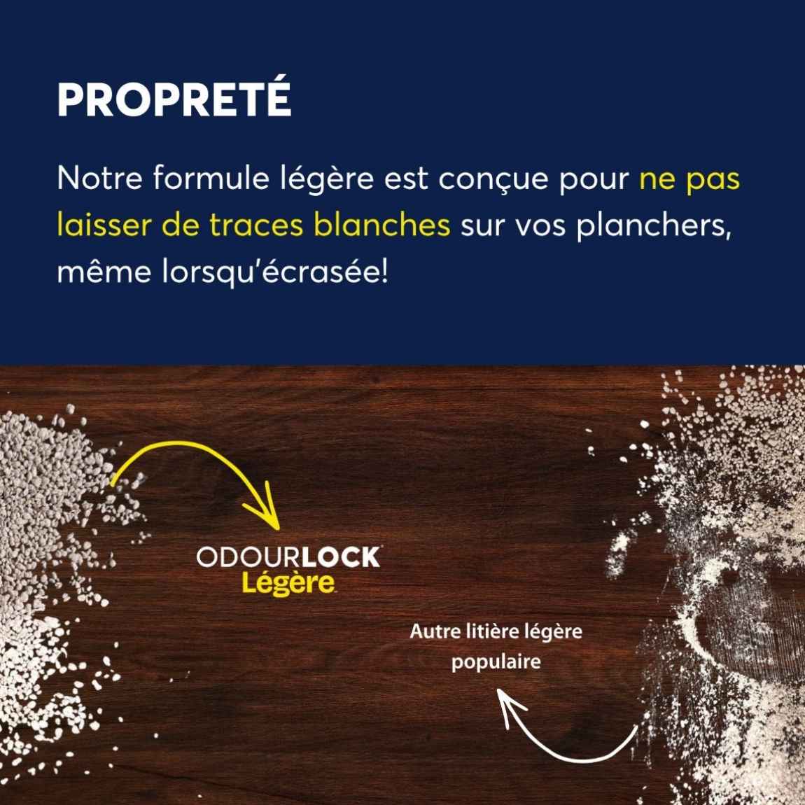 Odourlock Légère Lightweight Multi-Cat Clumping Litter - Low Tracking Comparison - Odourlock - PetMax Canada
