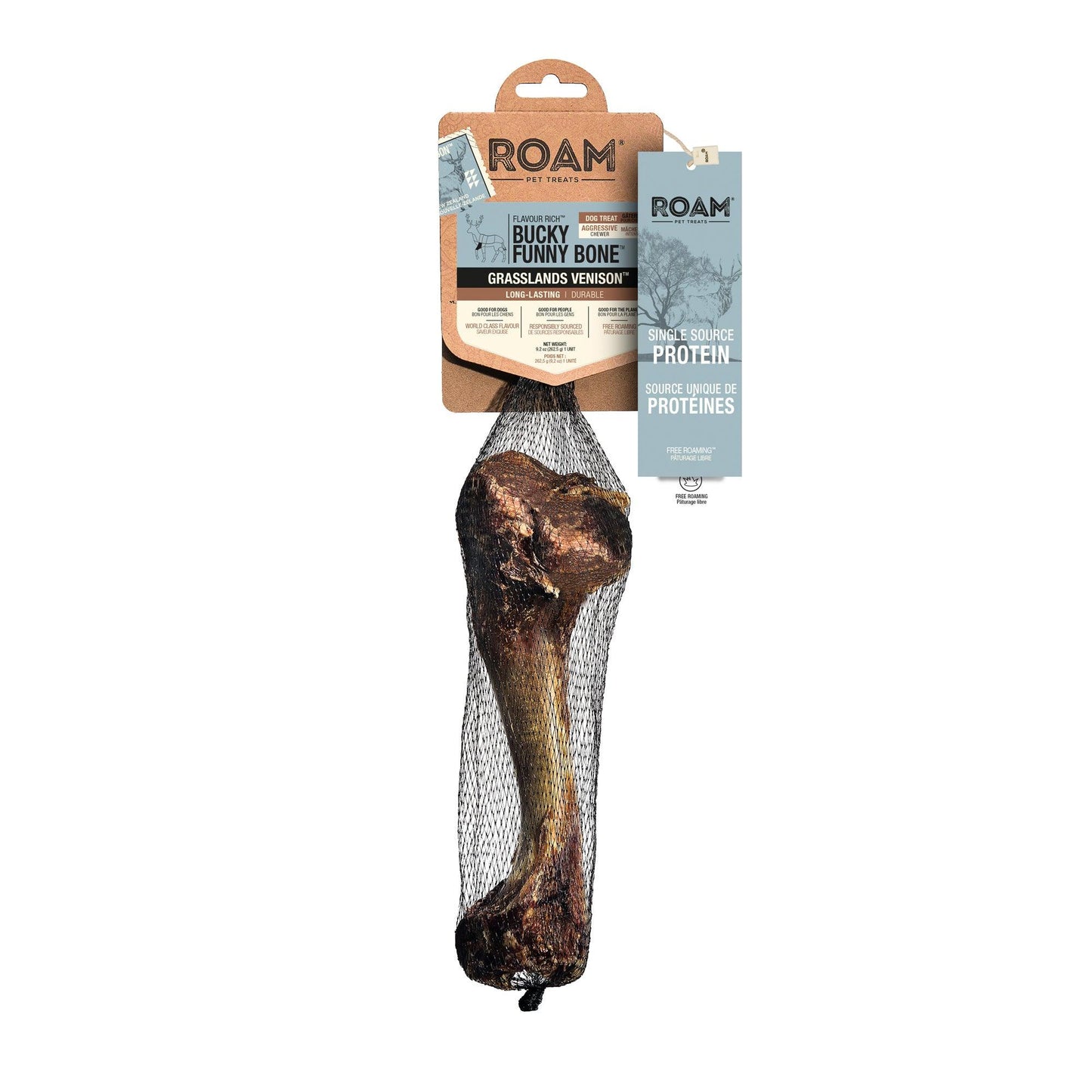 Roam Bucky Funny Bone Grassland Venison Natural Chews | PetMax Canada