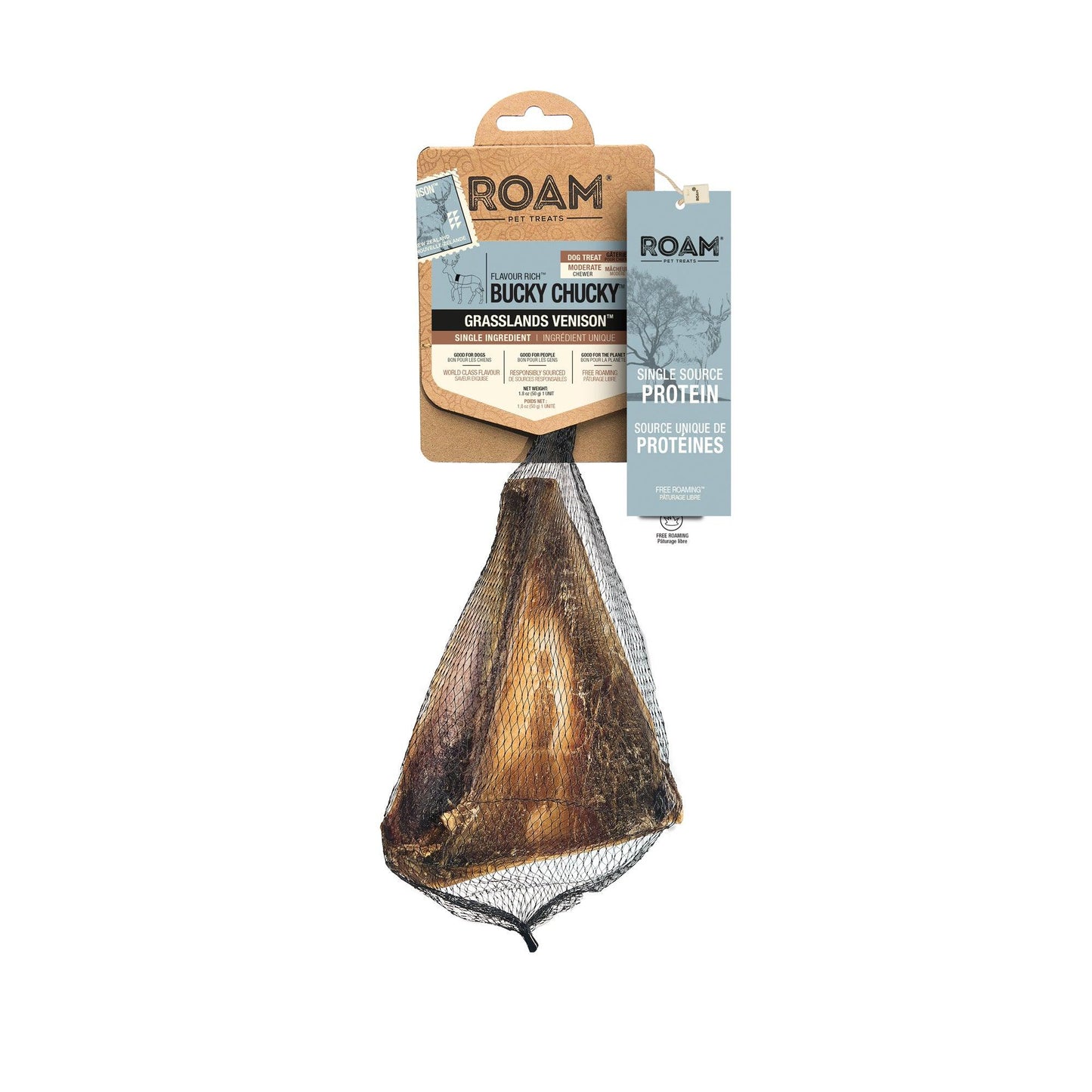 Roam Bucky Chucky Grassland Venison Natural Chews | PetMax Canada