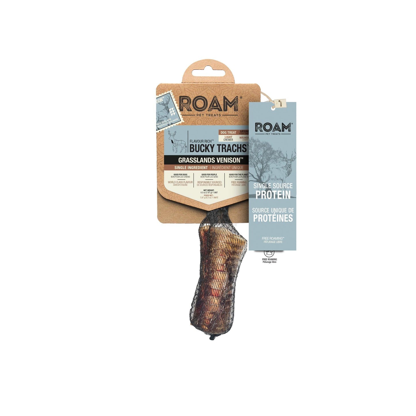 Roam Bucky Trachs Grassland Venison Natural Chews | PetMax Canada