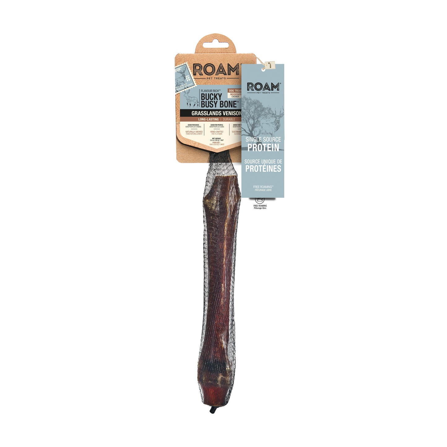 Roam Bucky Busy Bone Grassland Venison Natural Chews | PetMax Canada